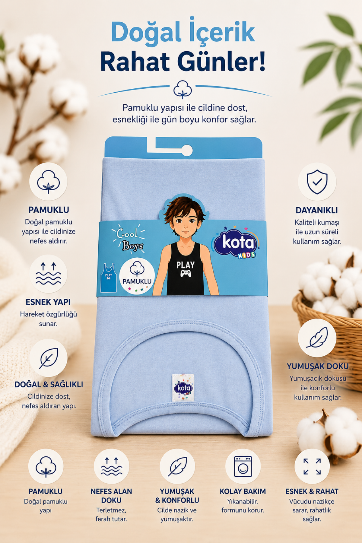 Erkek Çocuk Atlet-  Mavi (7-14 yaş aralığı)