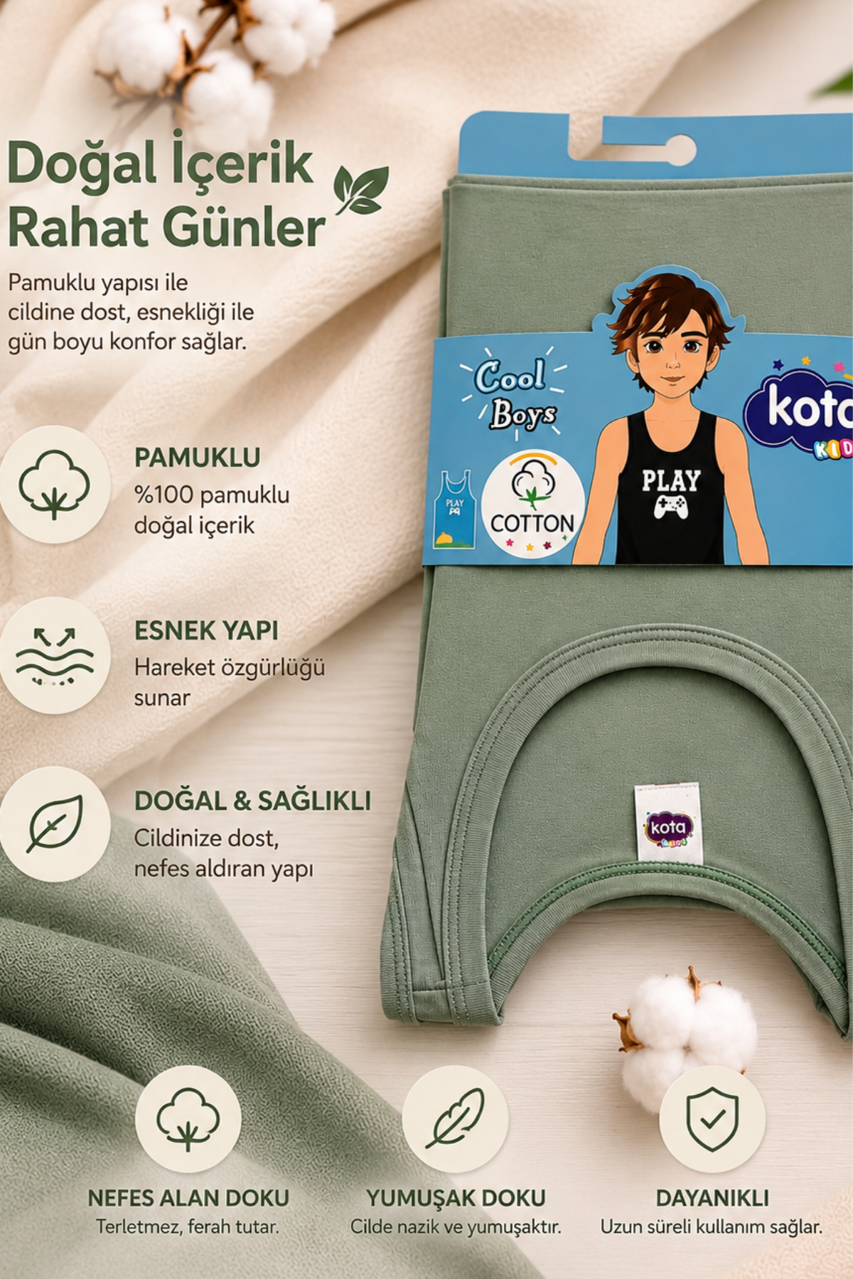 Erkek Çocuk Atlet- Yeşil (7-14 yaş aralığı)