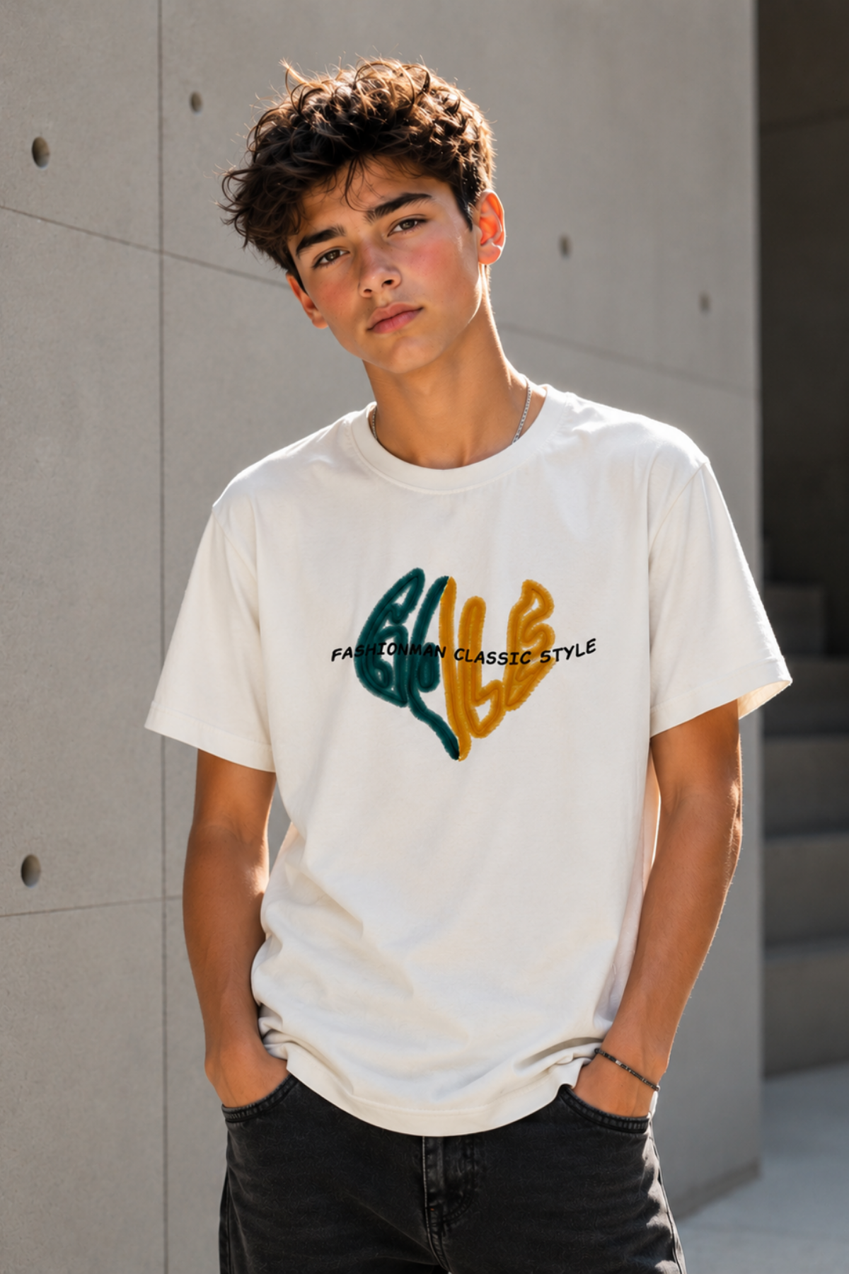 Fashionman Classic Style T-shirt - Ekru (13-16 yaş aralığı)