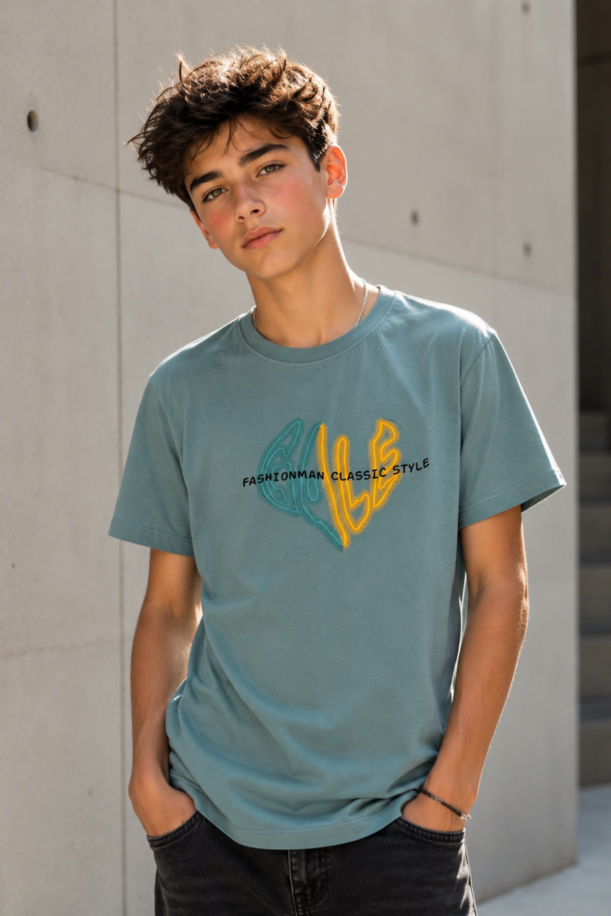 Fashionman Classic Style T-shirt - Mavi (13-16 yaş aralığı)