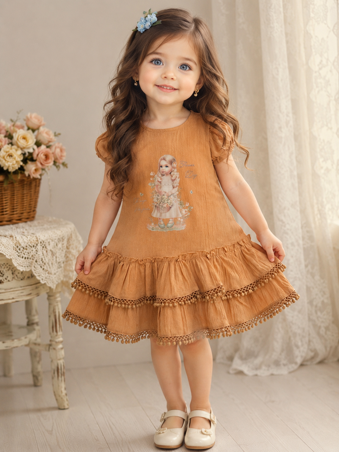 Flowers Day Elbise - Tarçın (1-4yaş)