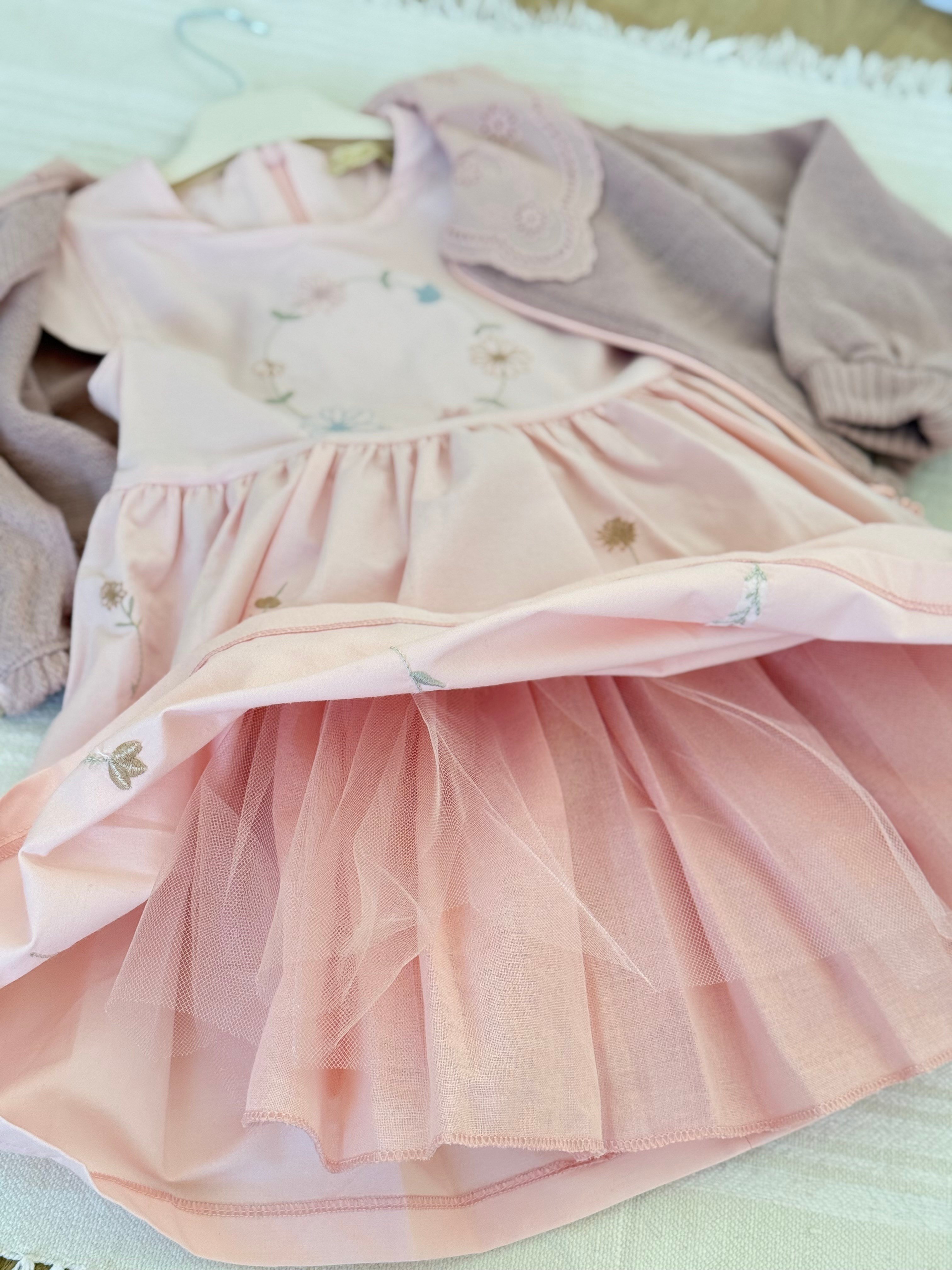 Flowers Elbise -Pudra(3-6yaş)