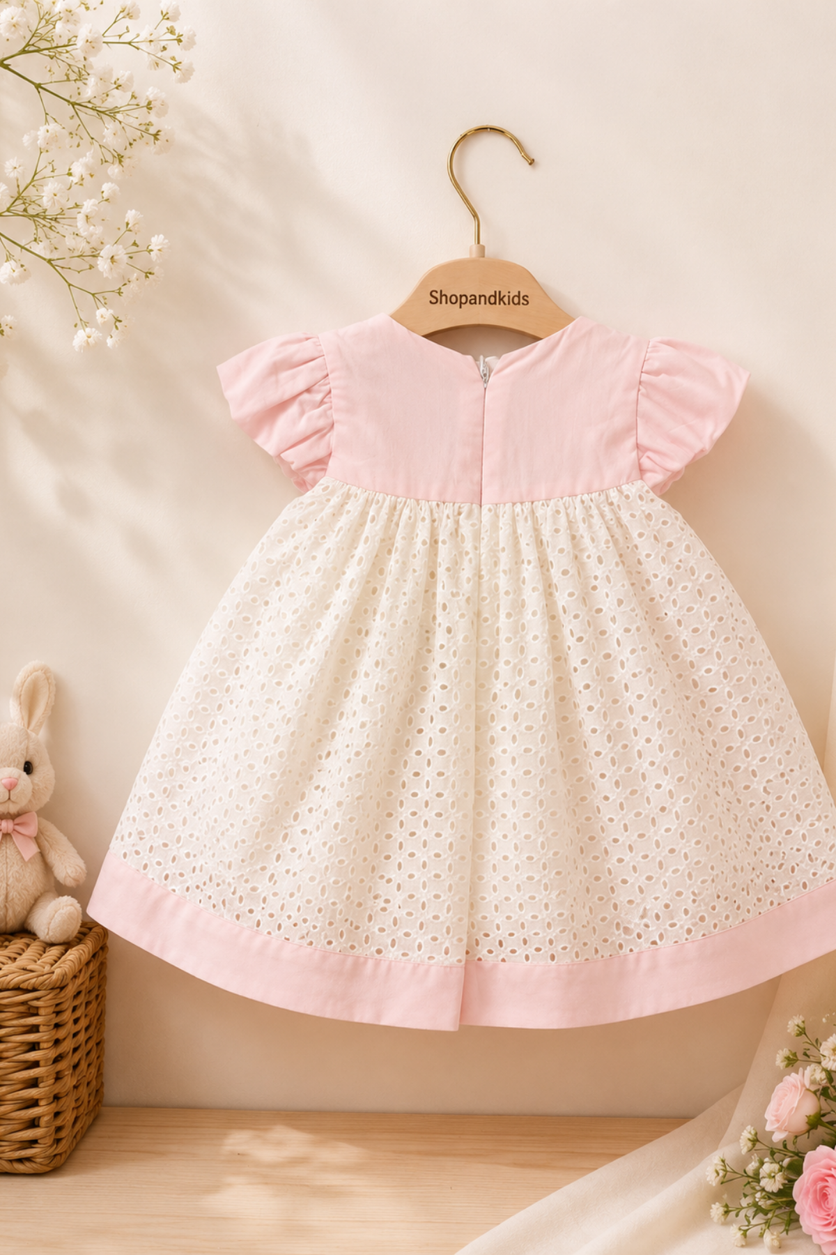Güpürlü Fiyonk Detay Elbise (3949) - Pembe (6ay-36ay)