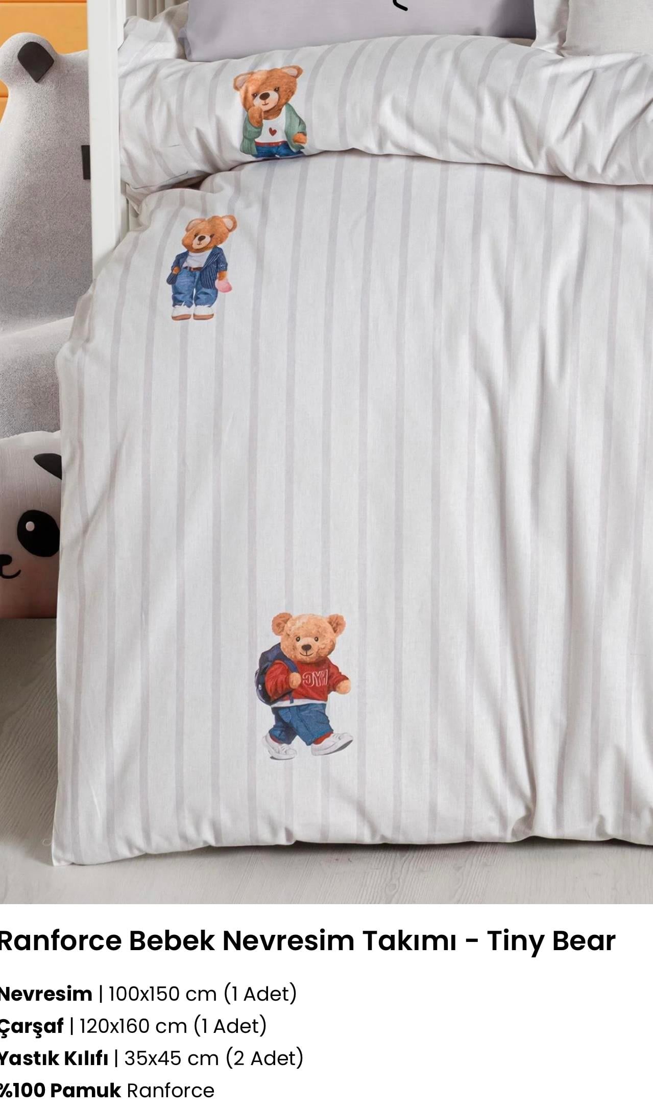 Kanz Tiny Bear Renforce Bebek Nevresim Takımı 