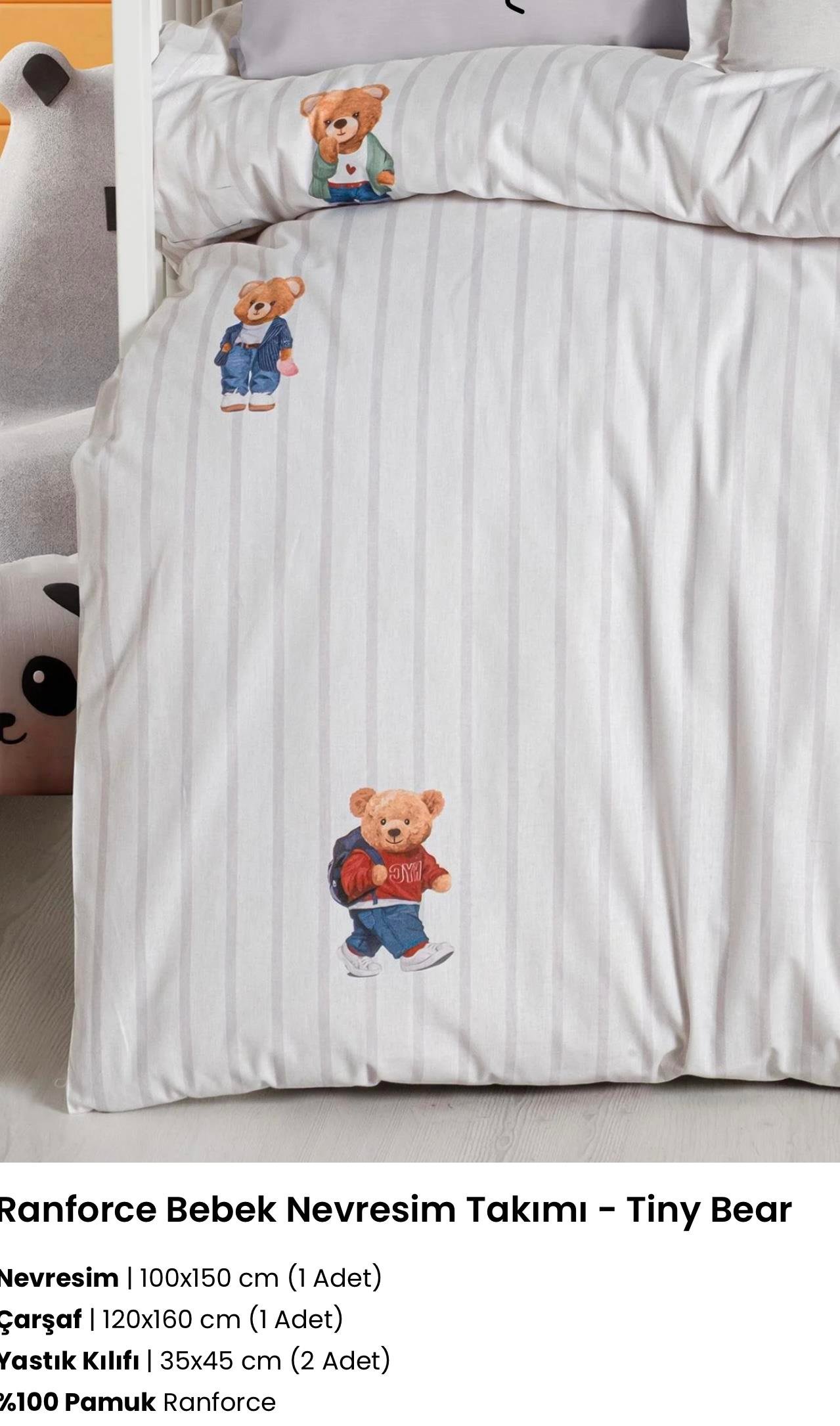 Kanz Tiny Bear Renforce Bebek Nevresim Takımı 