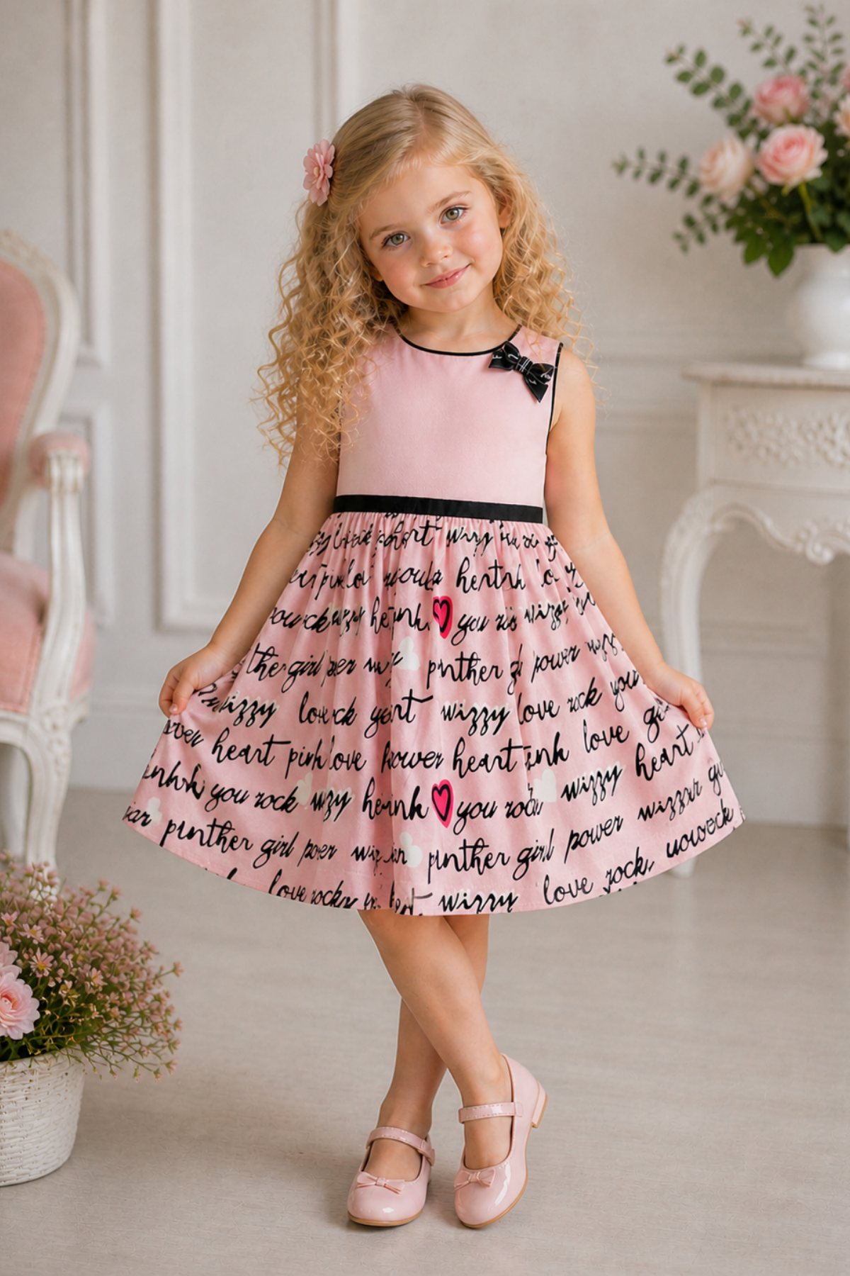 Love Girl Elbise - Pembe (2-5 yaş aralığı)