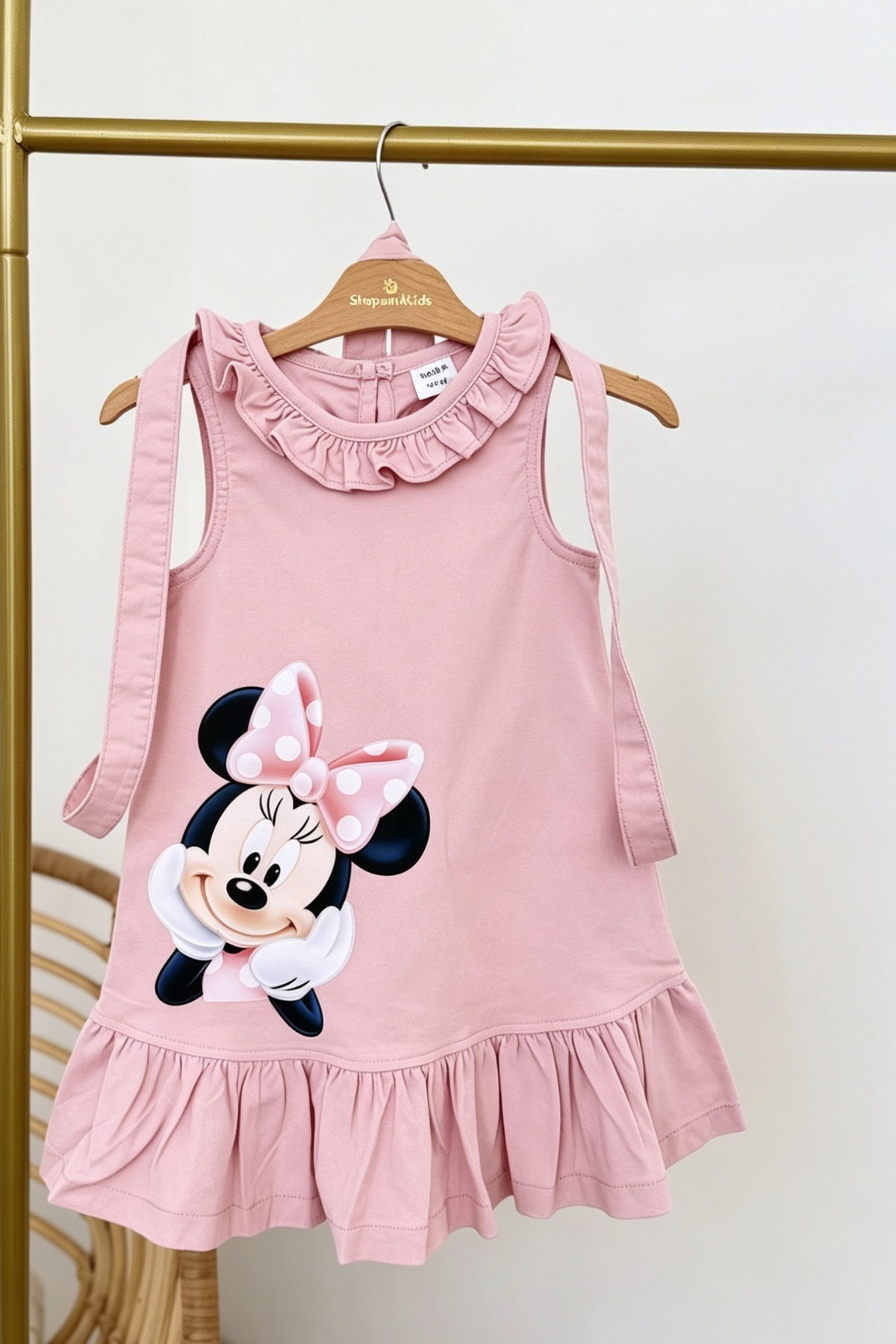 Minnie Çantalı  Elbise Pembe -(2-9yaş)
