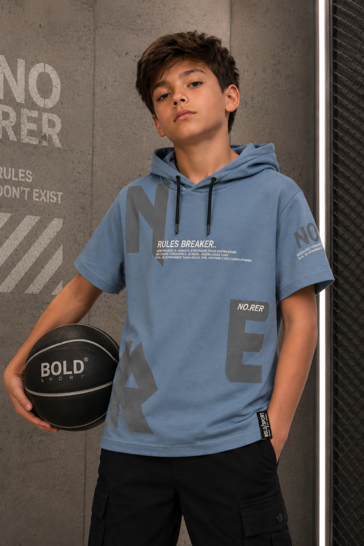 Rules Breaker Kapişonlu T-shirt -Mavi(10-14 yaş aralığı)