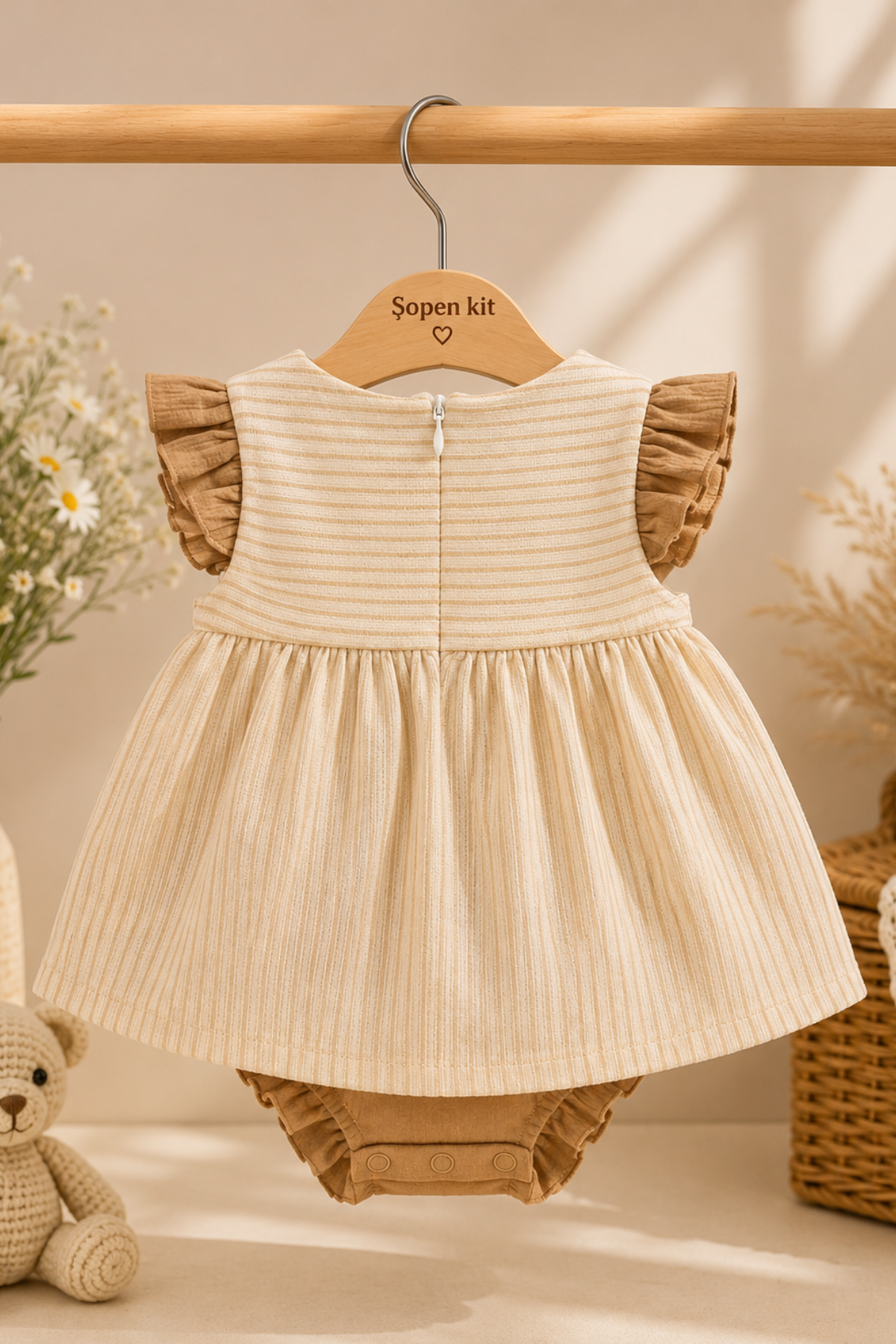 Spanish Style Badyli Elbise (5530) - Kahverengi (3ay-12ay)