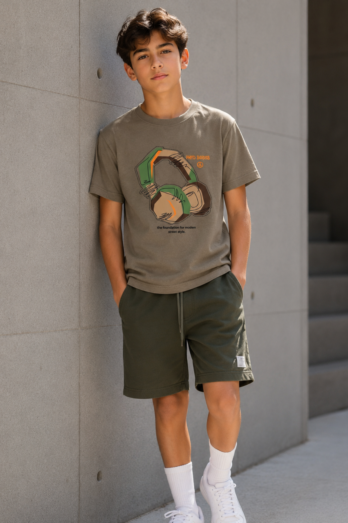 Street Style T-shirt - Haki (9-12 yaş aralığı)