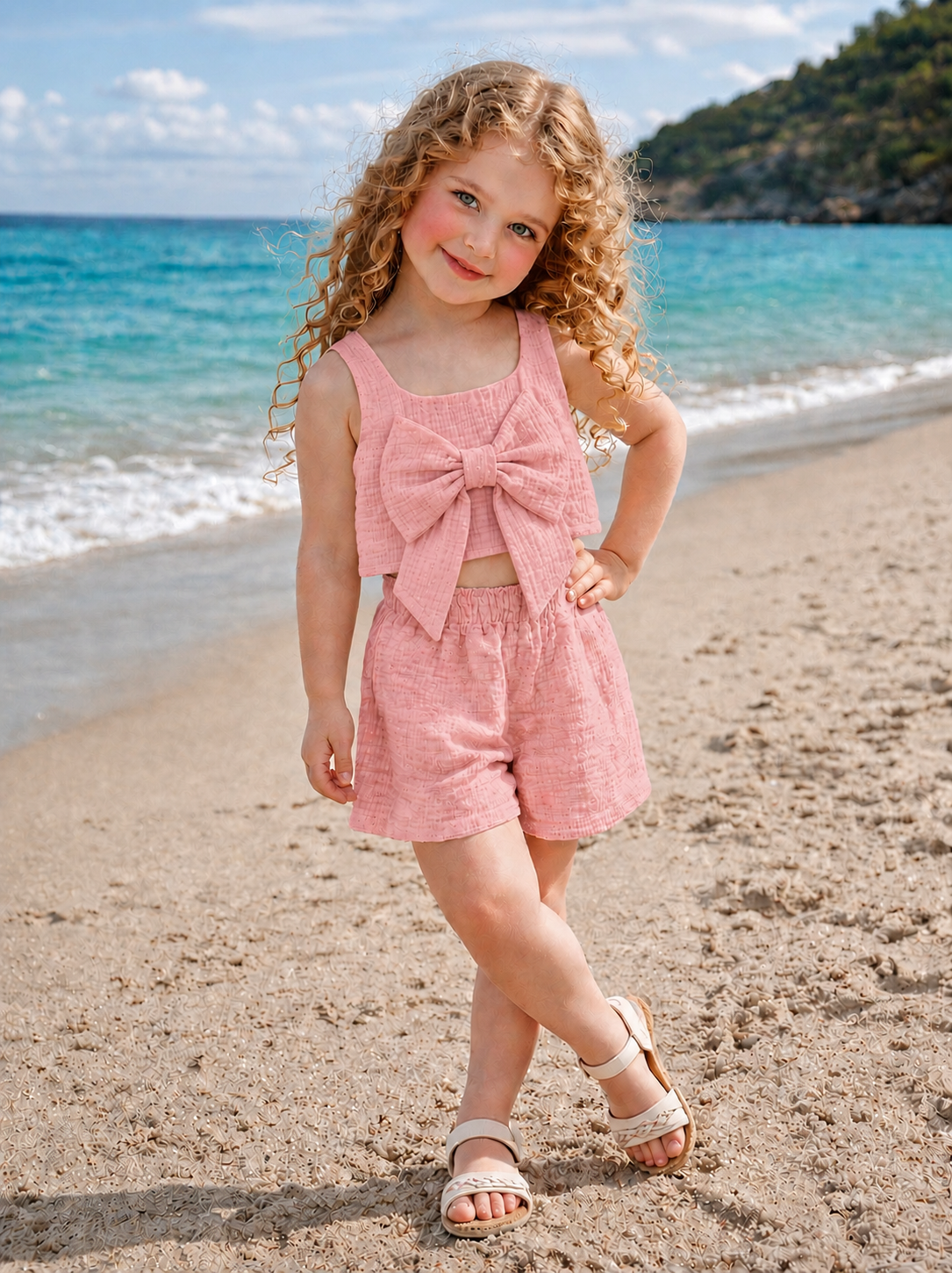 Summer Breeze Müslin Şortlu Takım - Soft Pembe (2-8yaş)