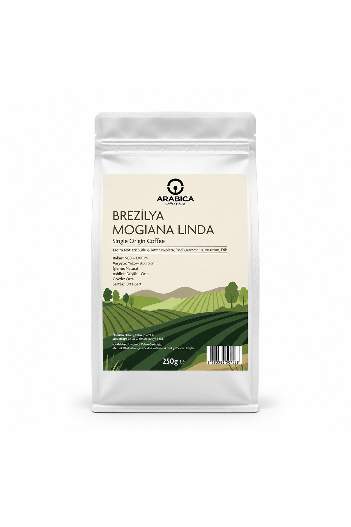 Arabica Coffee House Brezilya Mogiana Linda 250 g | %100 Arabica Specialty Çekirdek Kahve | Medium Kavrulmuş