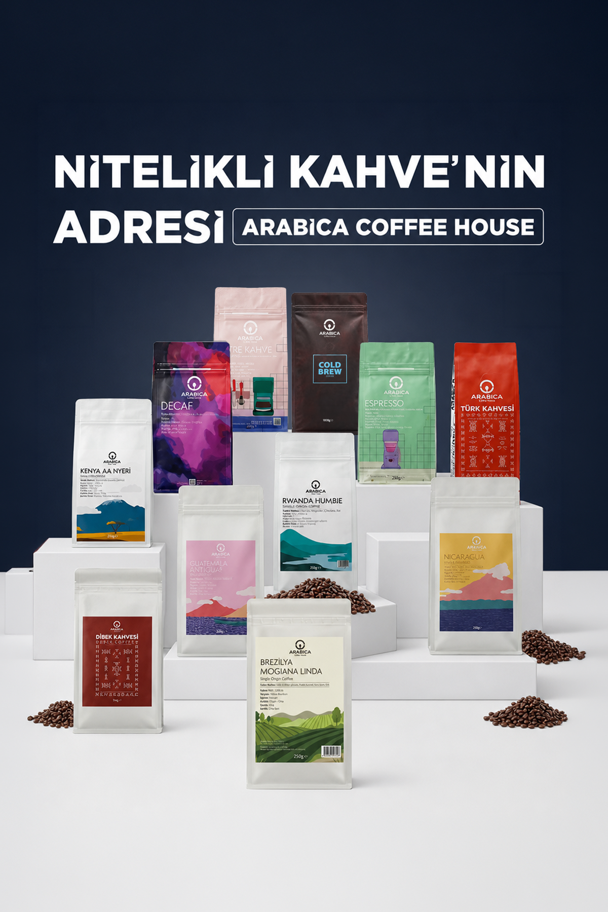 Arabica Coffee House Cold Brew Çekirdek Kahve 1 kg | Specialty Coffee | Dark Roast | Soğuk Demleme Kahvesi