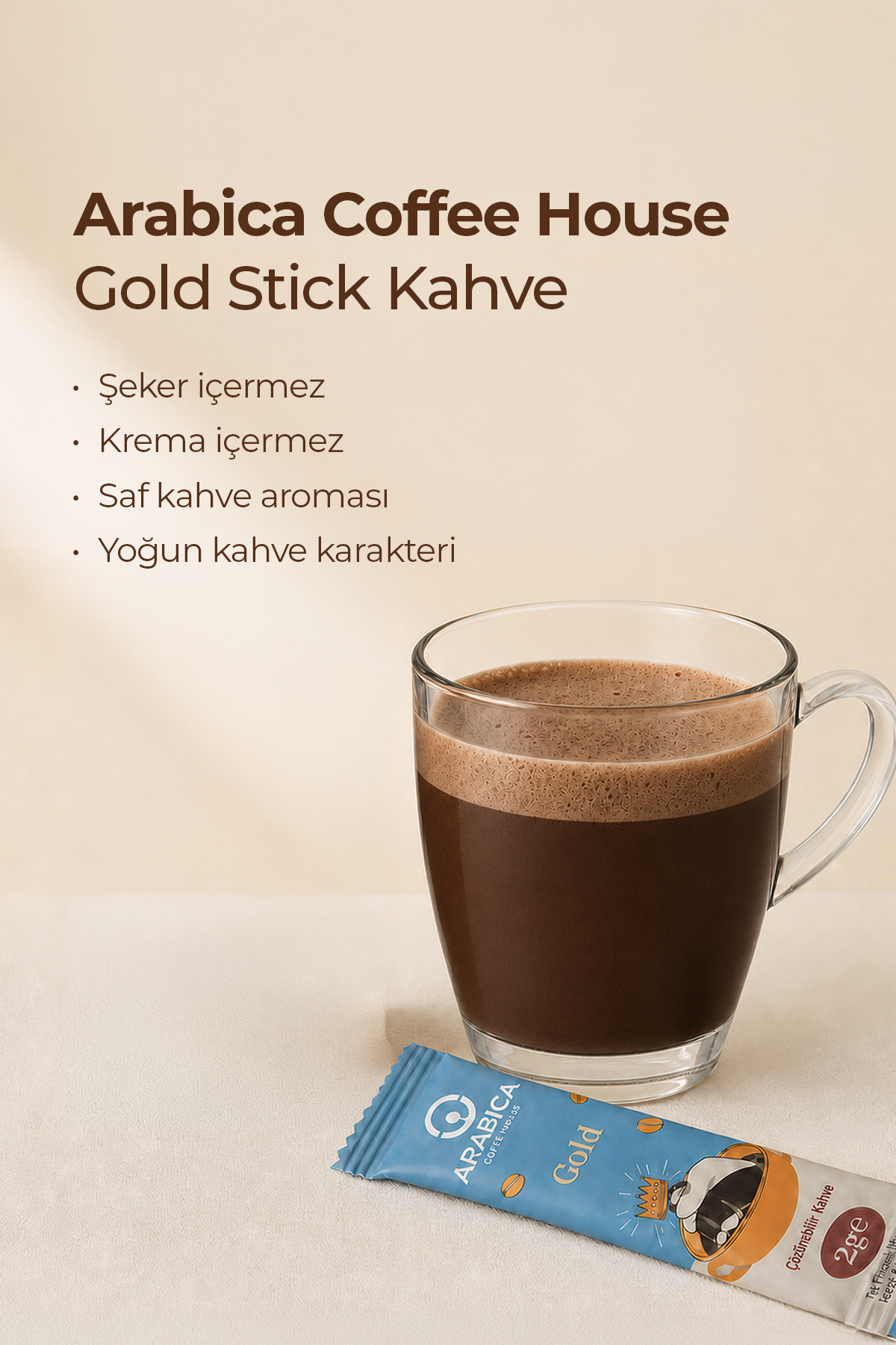 Arabica Coffee House Gold Nitelikli Stick Kahve 2 gr x 100 Adet - Saf & Yoğun Aroma