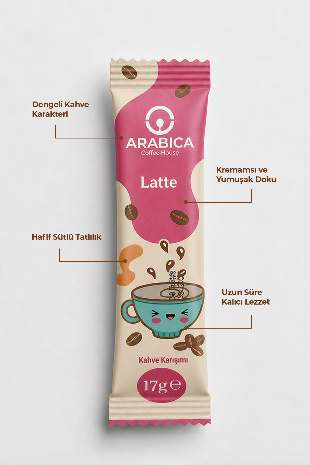 Arabica Coffee House Latte Nitelikli Stick Kahve 17 gr x 48 Adet - Barista Karışımı