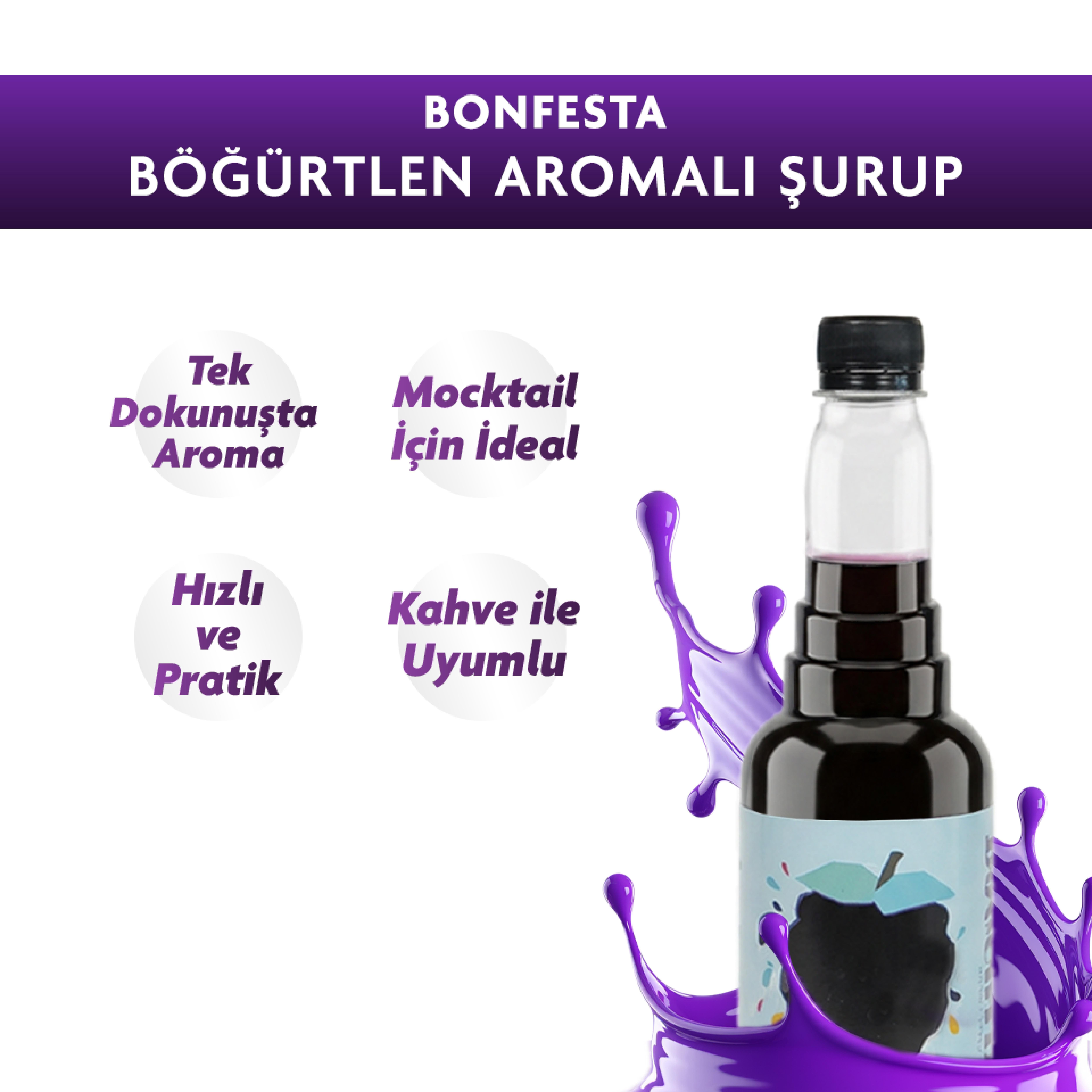 Bonfesta Böğürtlen Şurup 750ml – Aromalı Kahve Şurubu