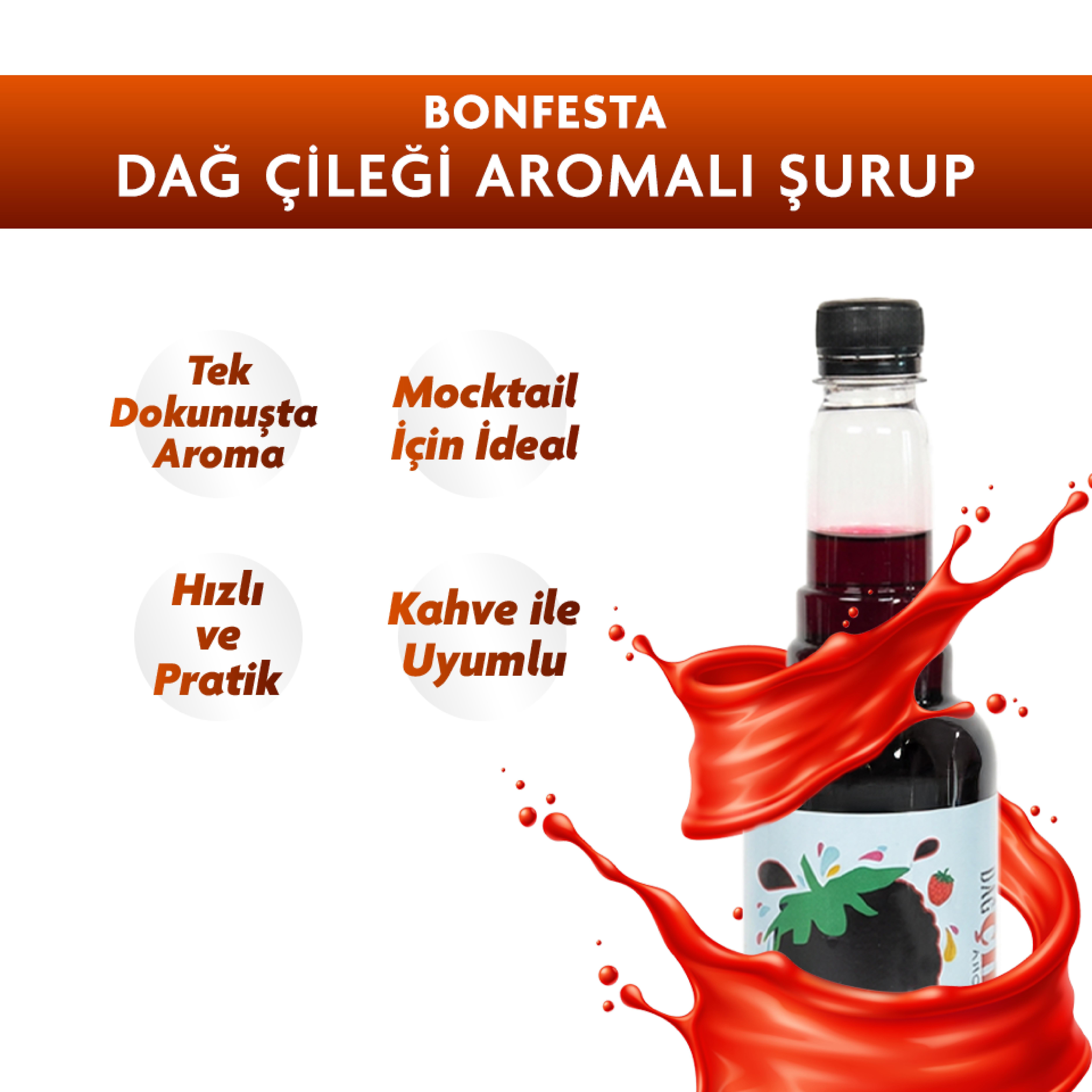 Bonfesta Çilek Şurup 750ml – Kahve Şurubu – Çilek Aromalı Şurup