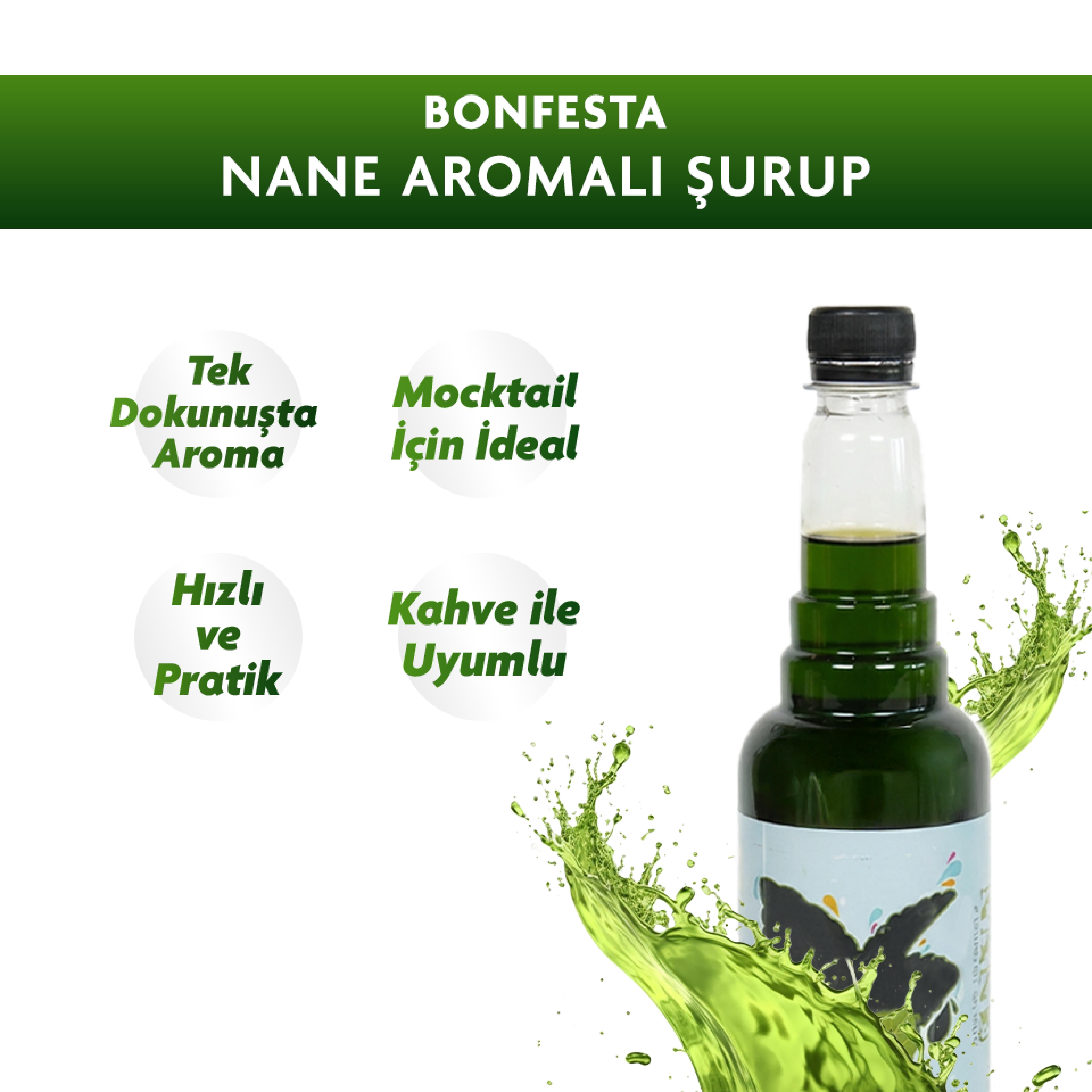 Bonfesta Nane Şurup 750ml – Aromalı Şurup – Kahve Şurubu
