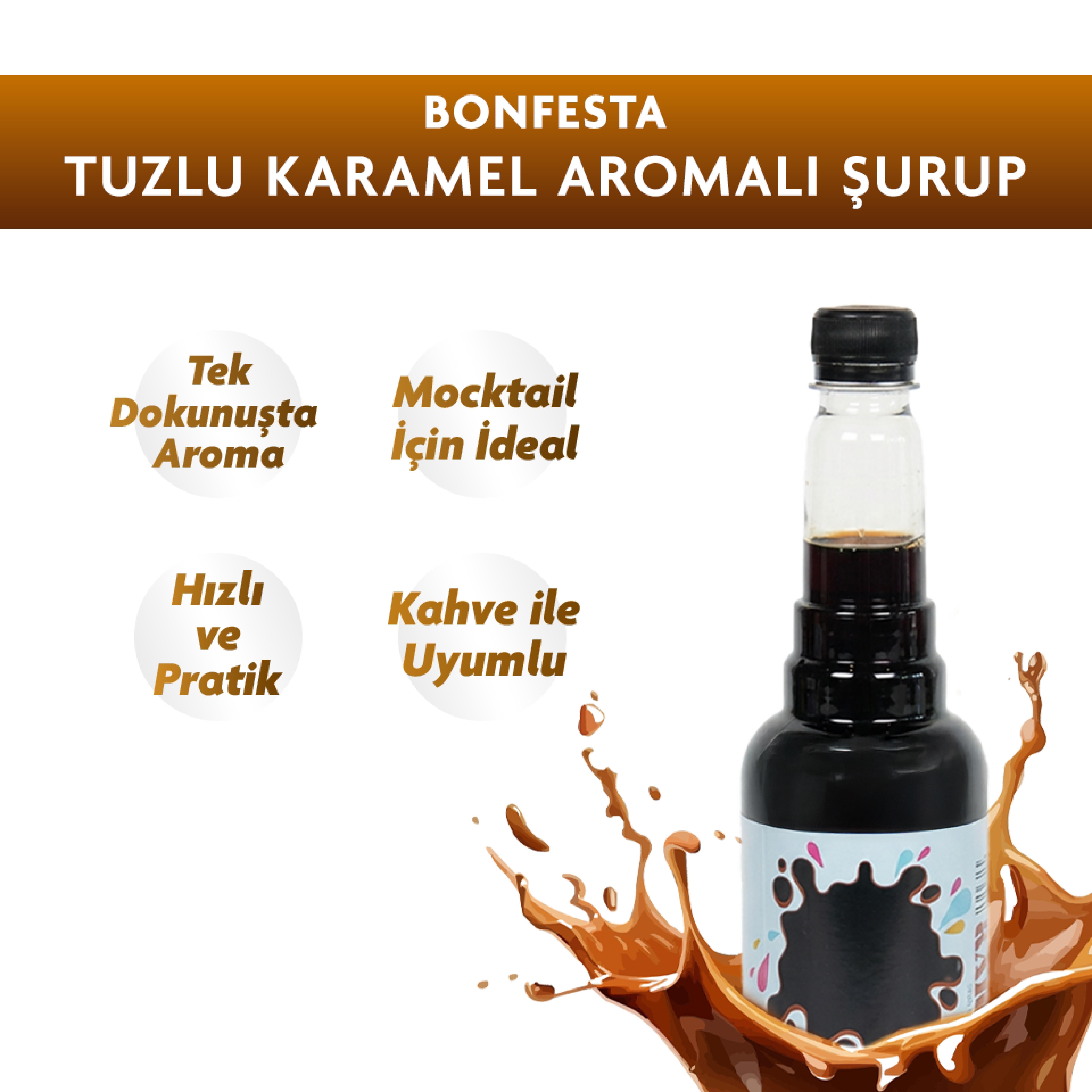 Bonfesta Salted Karamel Şurup 750ml – Kahve Şurubu – Tuzlu Karamel Aromalı Şurup