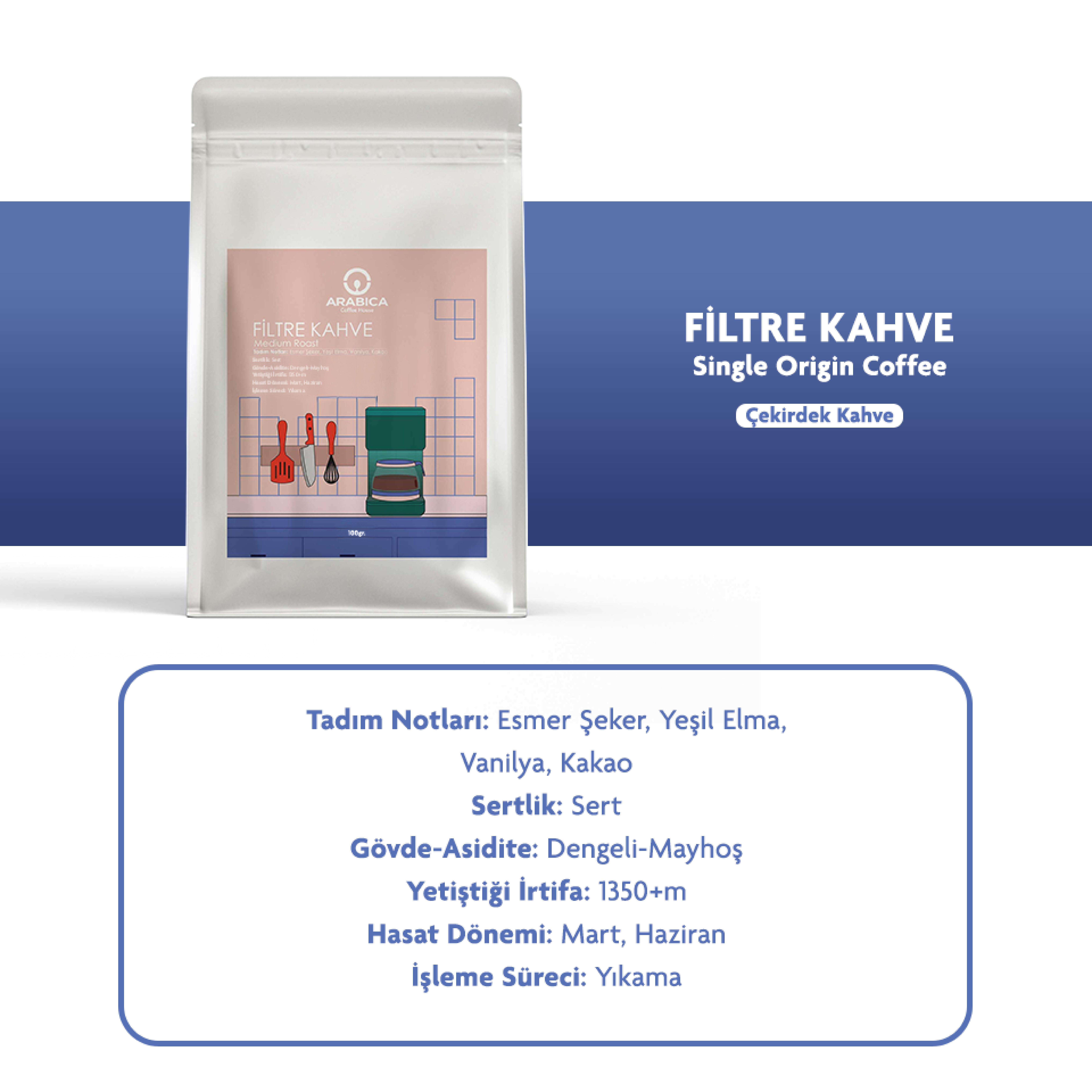 Filtre Kahve 100 gr Çekirdek Kahve  Taze Kavrulmuş