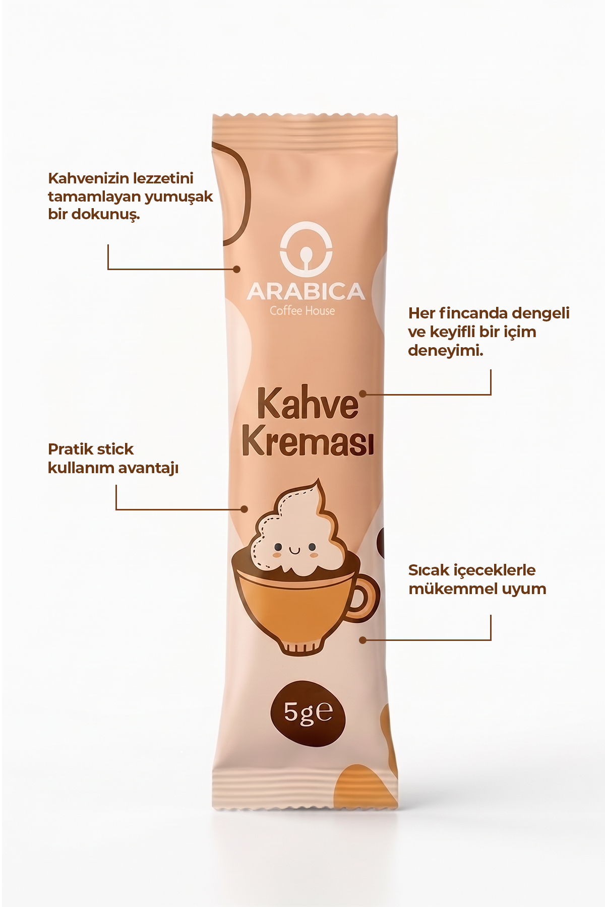 Kahve Kreması Stick 5 gr x 100 Adet | Kahvenize Yumuşak ve Dengeli Bir Dokunuş