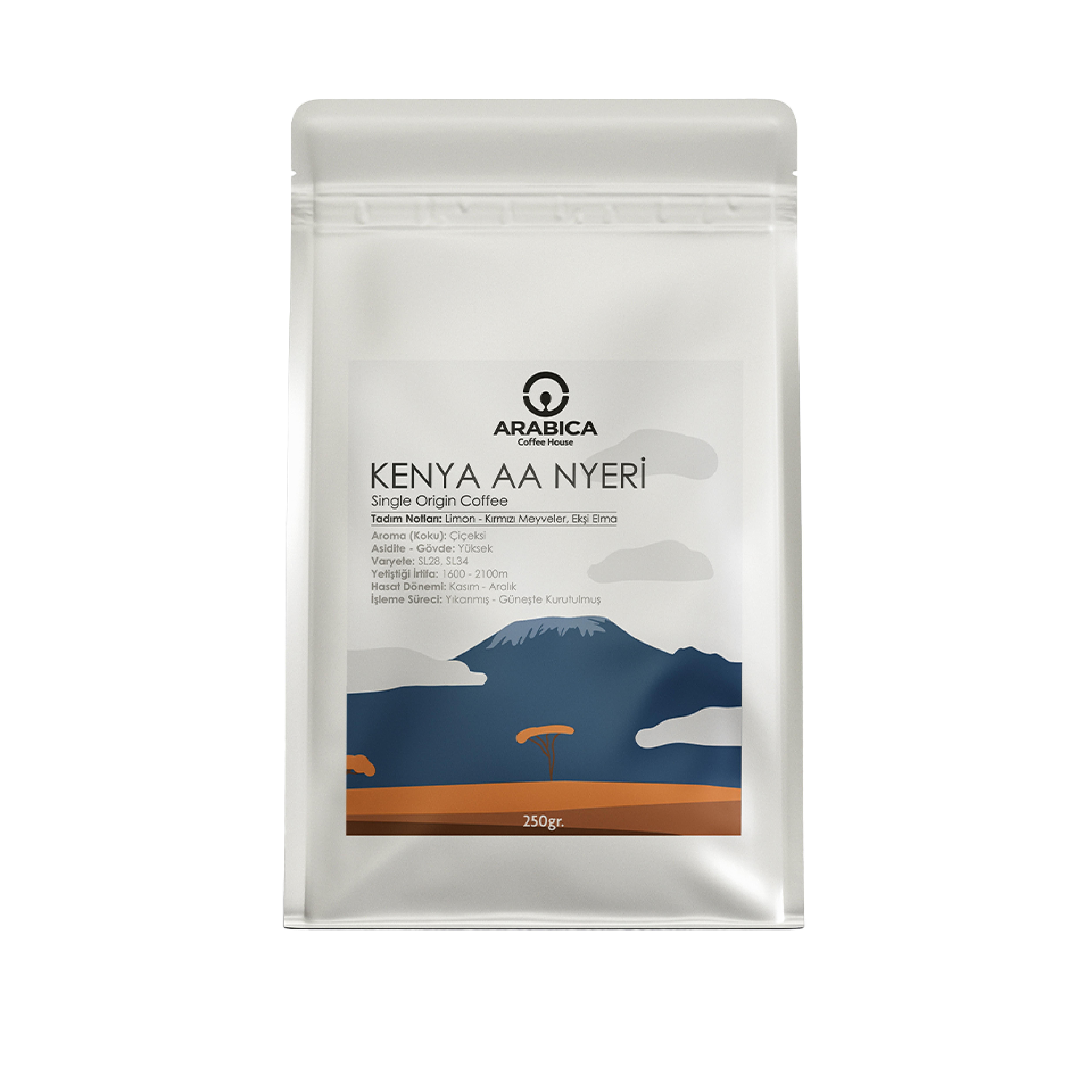 Kenya AA Natural Kahve 250g Çekirdek Kahve Taze Kavrulmuş