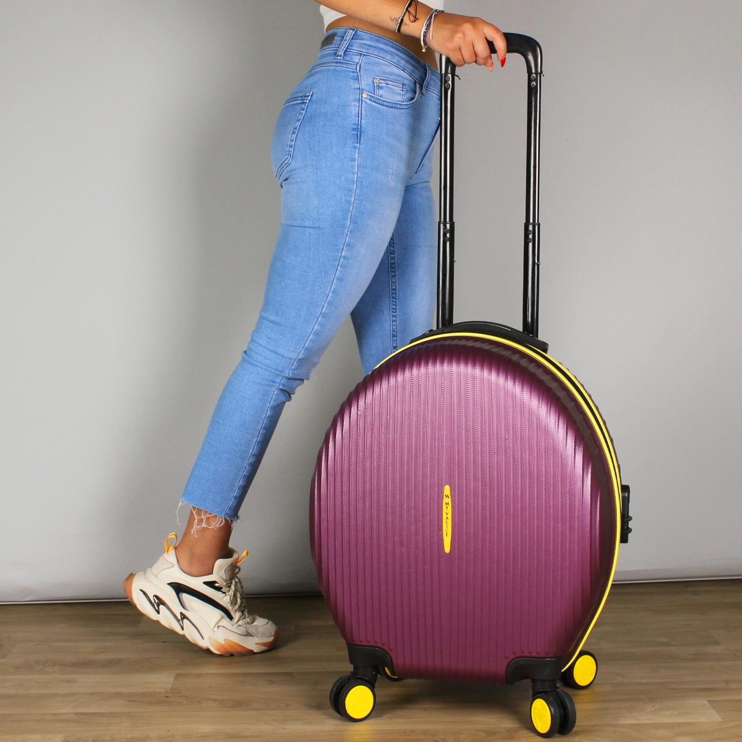 My Valice Bubble Abs Round Luggage Damson