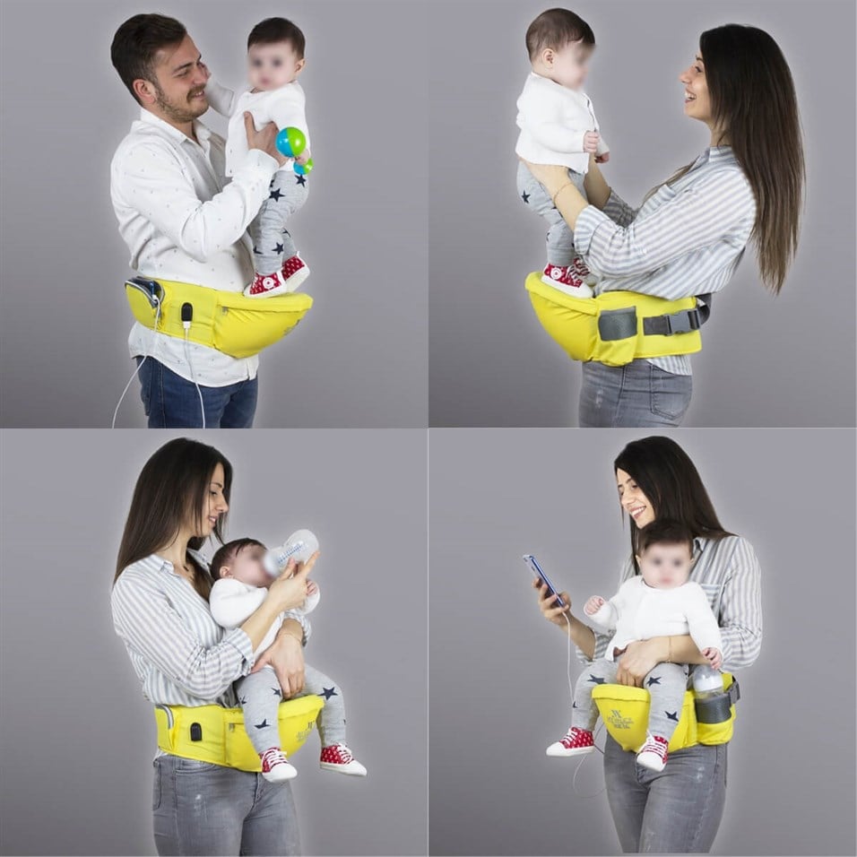 My Valice Carry Bel Destekli Ana Kucağı Bebek Taşıyıcı Kanguru Sarı