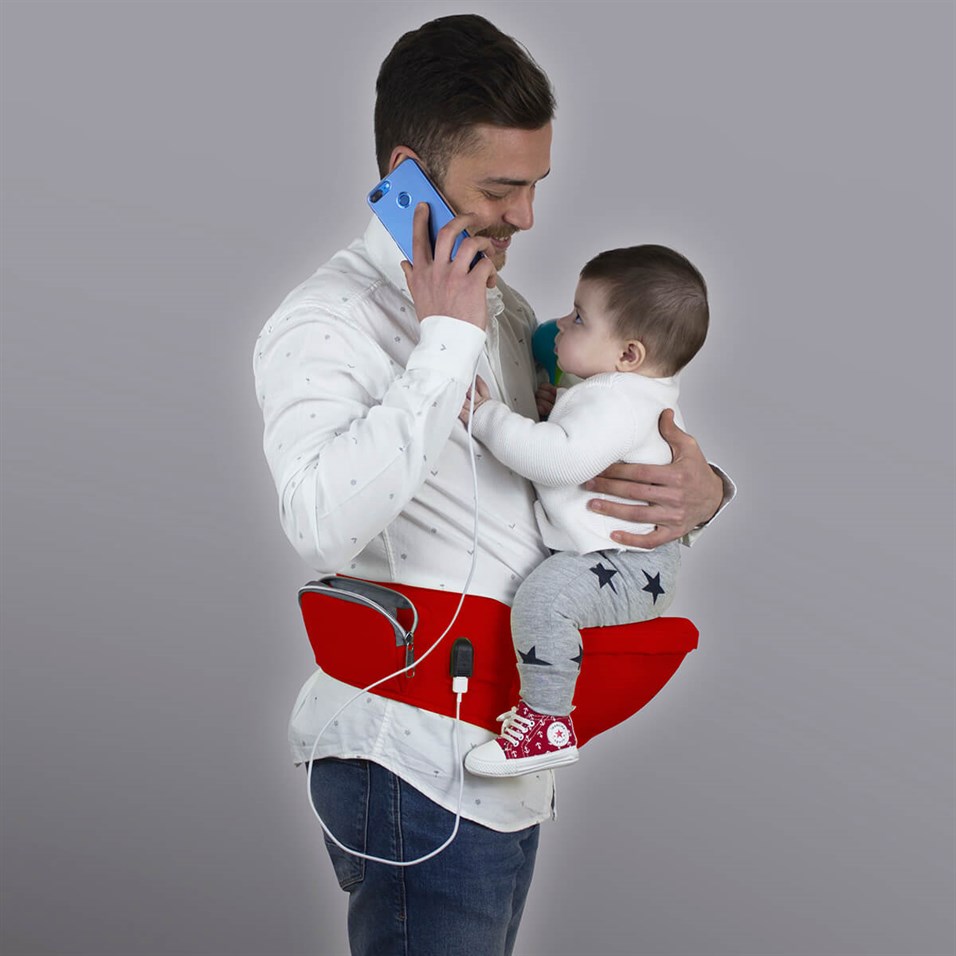 My Valice Carry Bel Destekli Ana Kucağı Bebek Taşıyıcı Kanguru Kırmızı