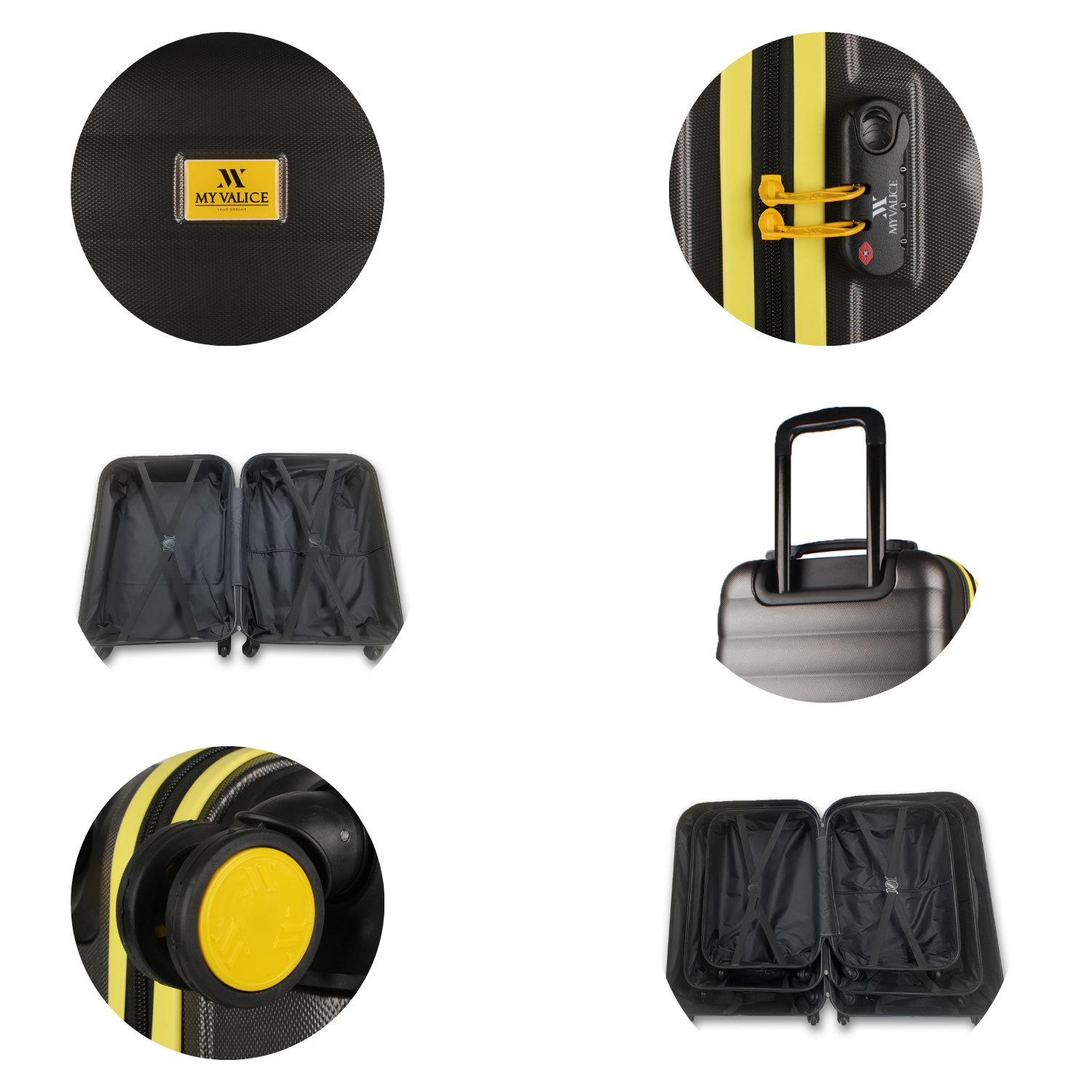 My Valice Colors Abs Cabin Medium and Large Size Set of 3 Luggage Set Anthracite