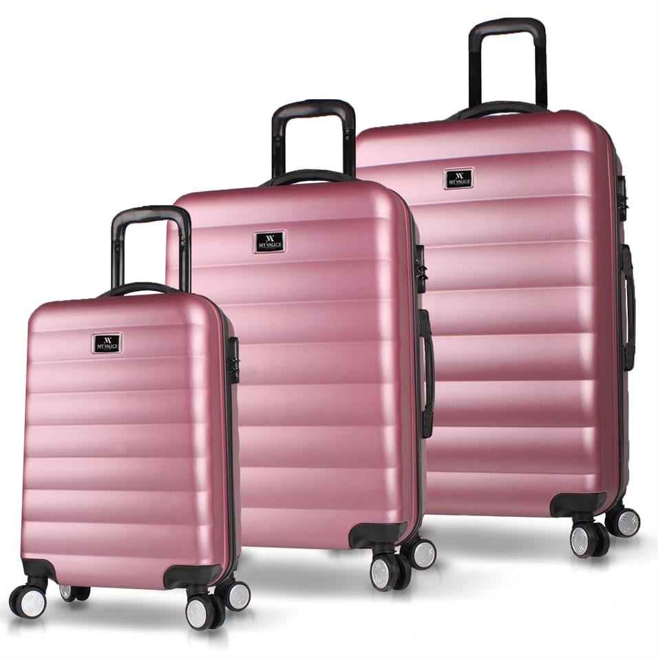 My Valice Colors Abs Kabin Orta ve Büyük Boy Rose Gold 3'lü Valiz Seti