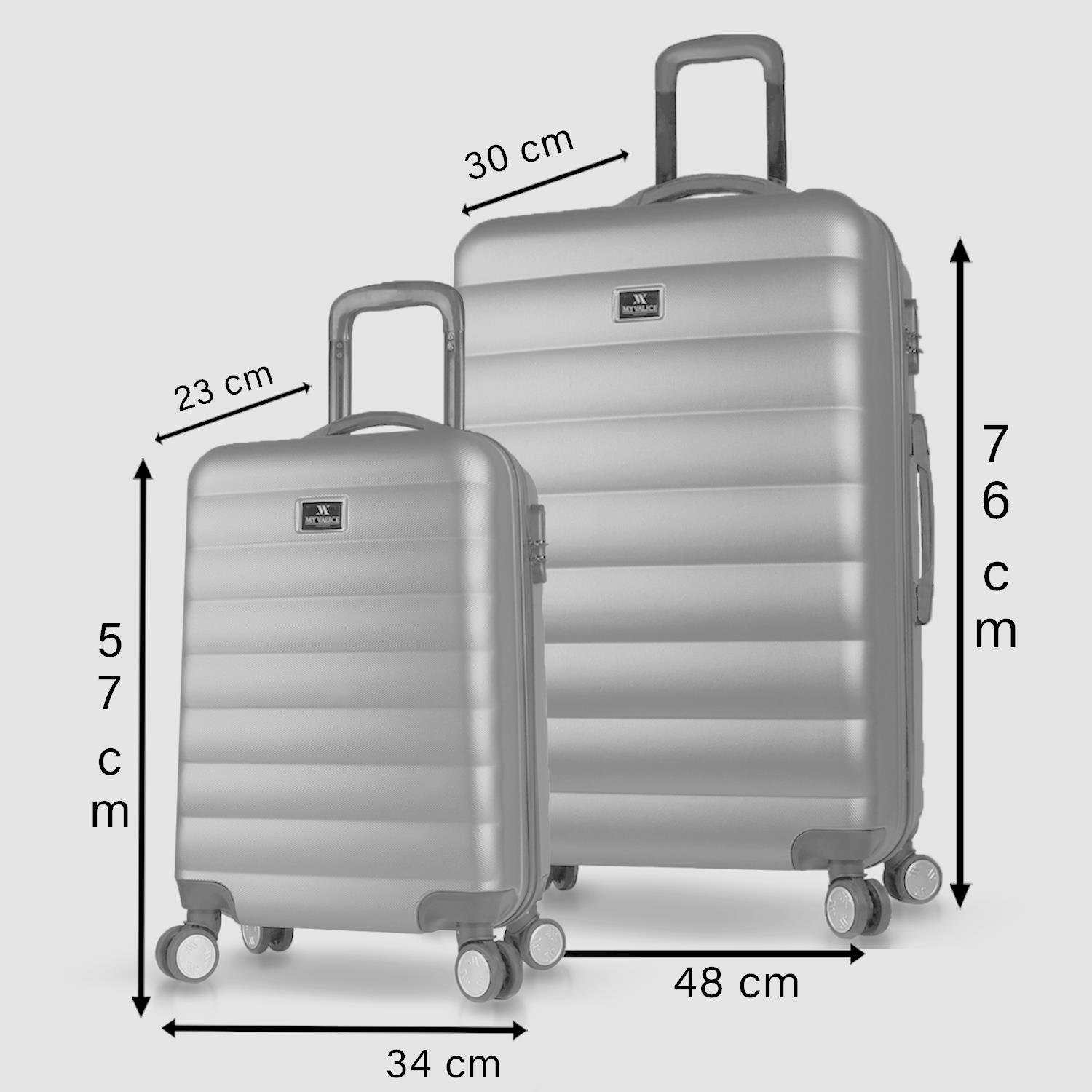 My Valice Colors Abs Cabin and Large Size Set of 2 Luggage Set Gold