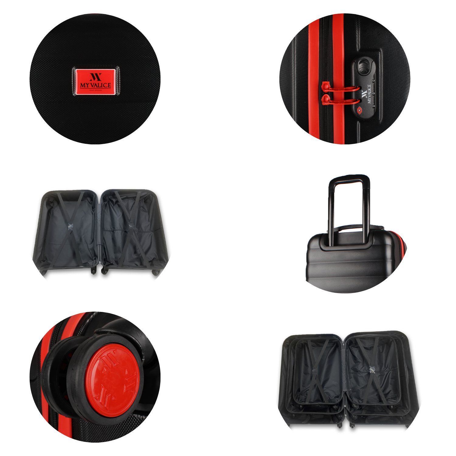 My Valice Colors Abs Cabin and Medium Size Set of 2 Luggage Set Black