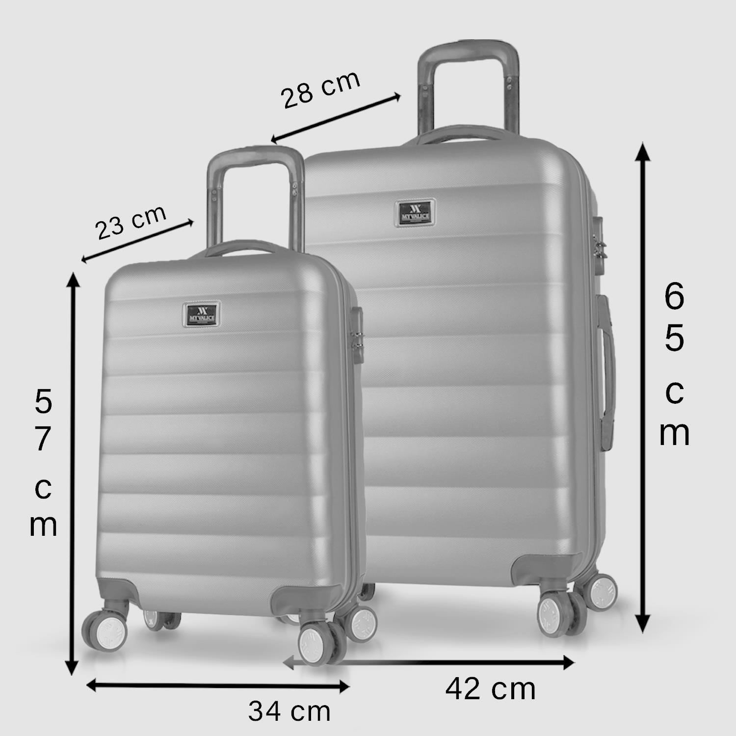 My Valice Colors Abs Cabin and Medium Size Set of 2 Luggage Set Anthracite