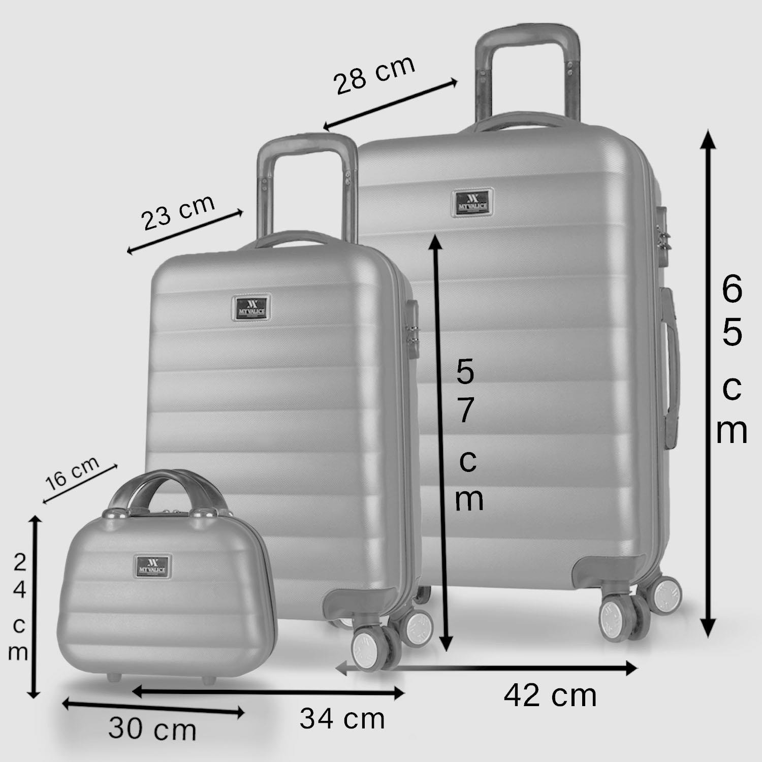 My Valice Colors Abs Makyaj Kabin ve Orta Boy Siyah 3'lü Valiz Seti