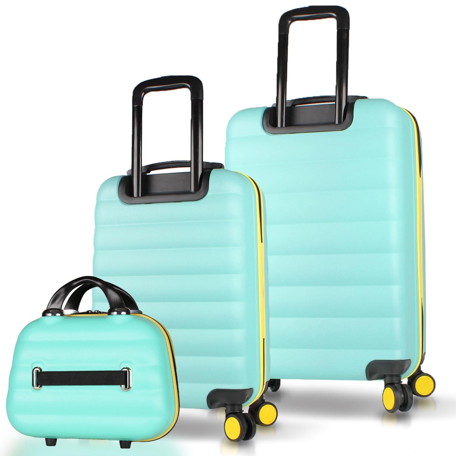 My Valice Colors Abs Makyaj Kabin ve Orta Boy Mint Yeşili 3'lü Valiz Seti