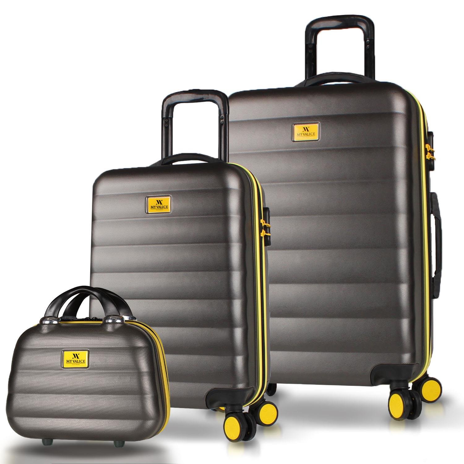 My Valice Colors Abs Makyaj Kabin ve Orta Boy Antrasit 3'lü Valiz Seti