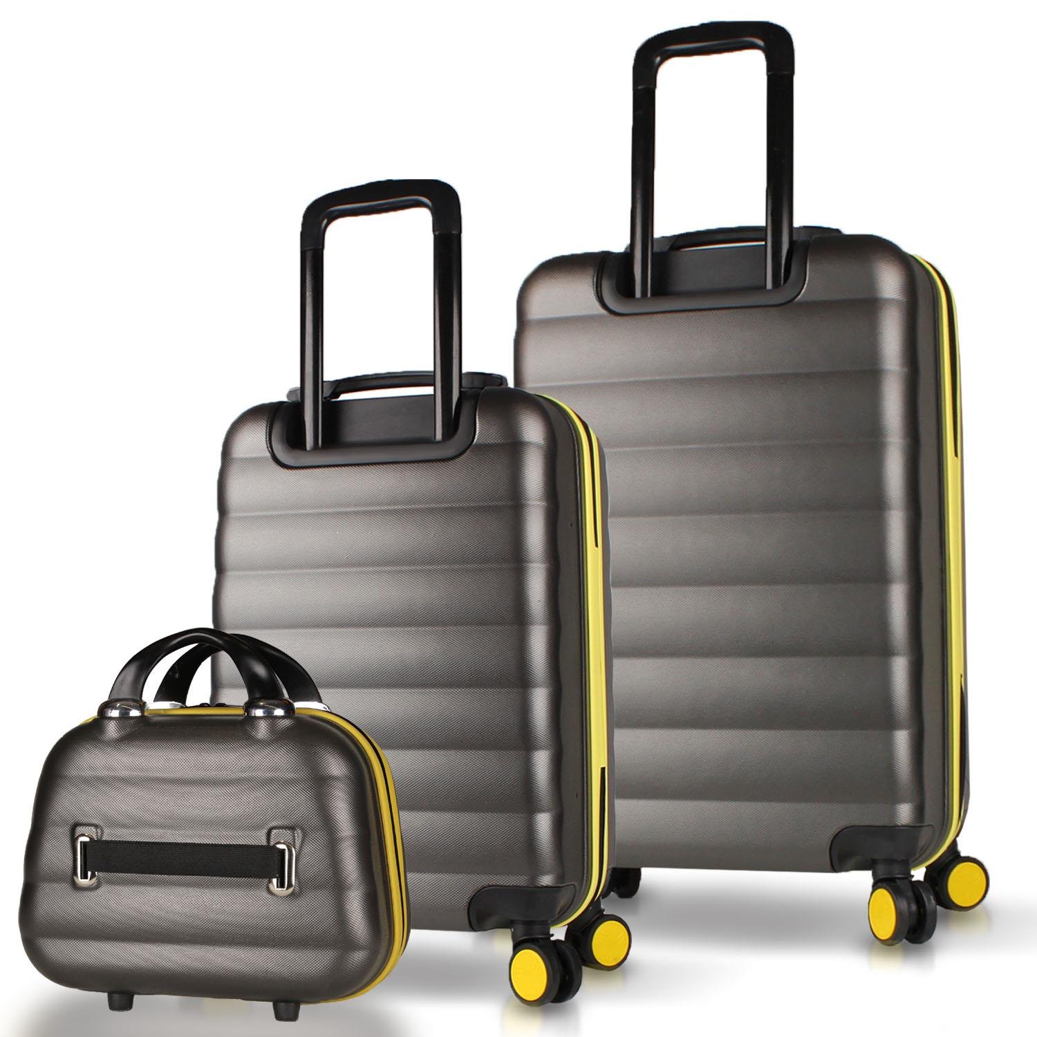 My Valice Colors Abs Makyaj Kabin ve Orta Boy Antrasit 3'lü Valiz Seti