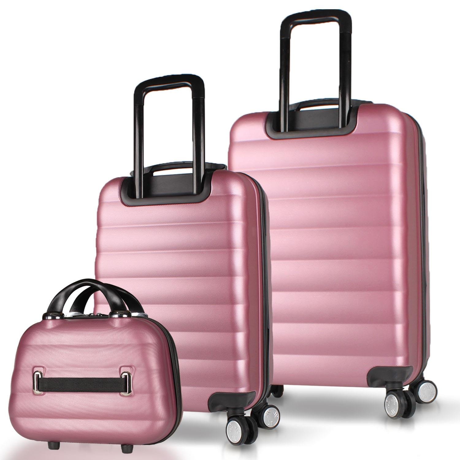 My Valice Colors Abs Makyaj Kabin ve Orta Boy Rose Gold 3'lü Valiz Seti