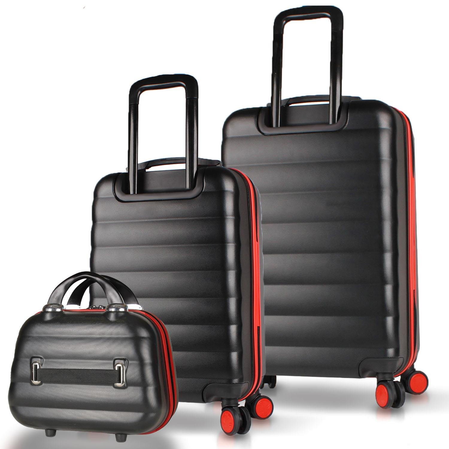 My Valice Colors Abs Makyaj Kabin ve Orta Boy Siyah 3'lü Valiz Seti