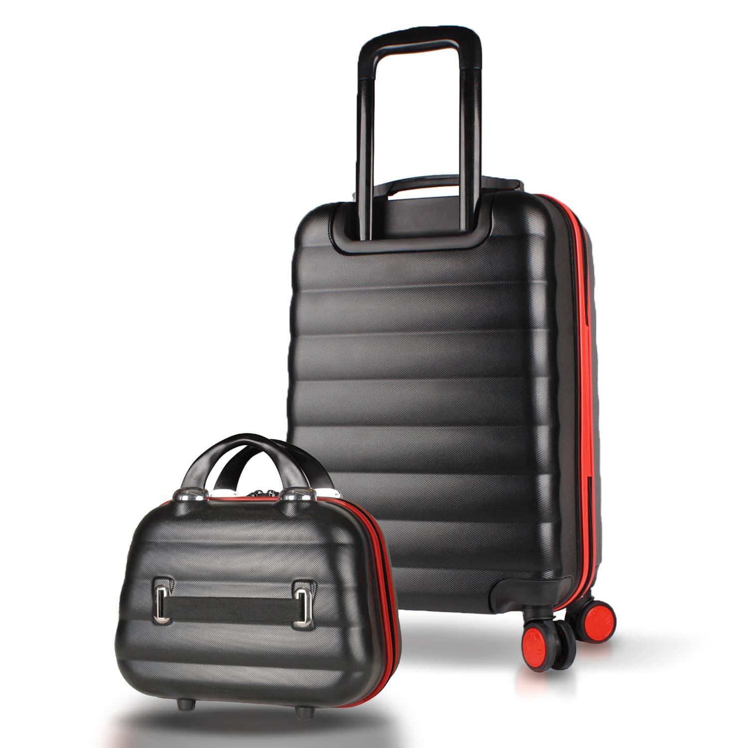 My Valice Colors Abs Makyaj ve Kabin Boy Siyah  2'li Valiz Seti