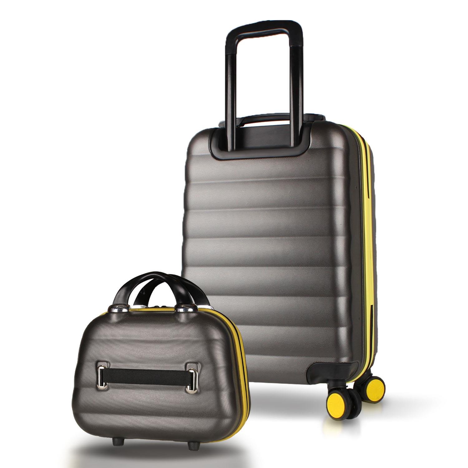 My Valice Colors Abs Makyaj ve Kabin Boy Antrasit  2'li Valiz Seti