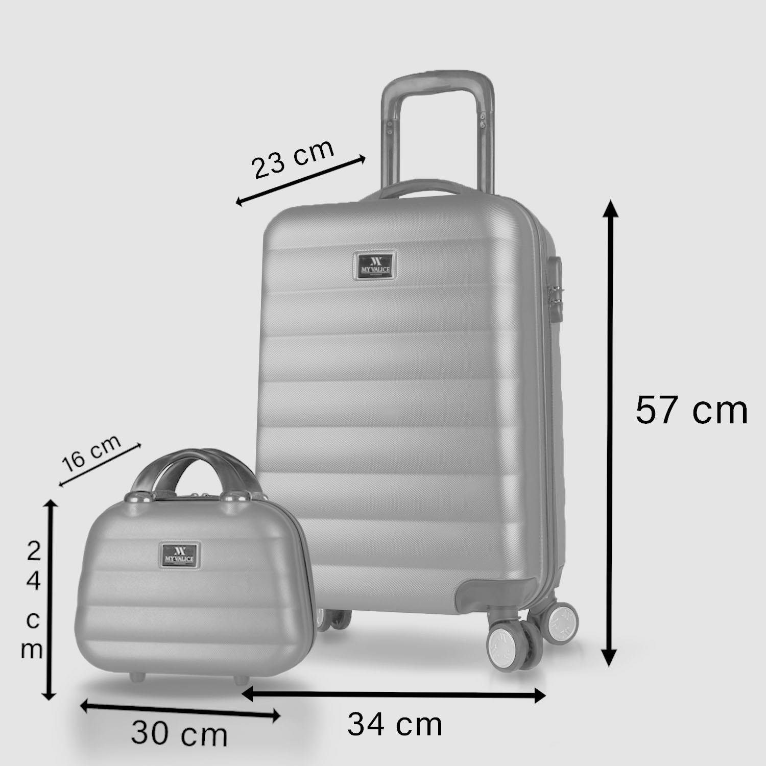 My Valice Colors Abs Makyaj ve Kabin Boy Mint Yeşili  2'li Valiz Seti