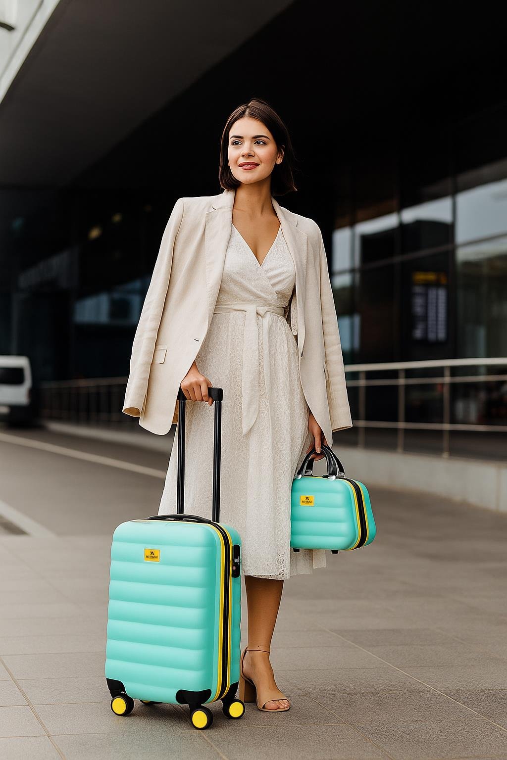 My Valice Colors Abs Makyaj ve Kabin Boy Mint Yeşili  2'li Valiz Seti