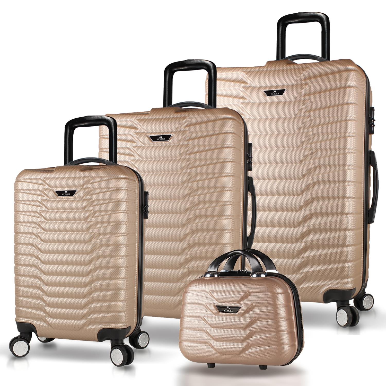 My Valice Croc Abs Kabin Orta Büyük ve Makyaj Boy Gold 4'lü Travel Valiz Seti