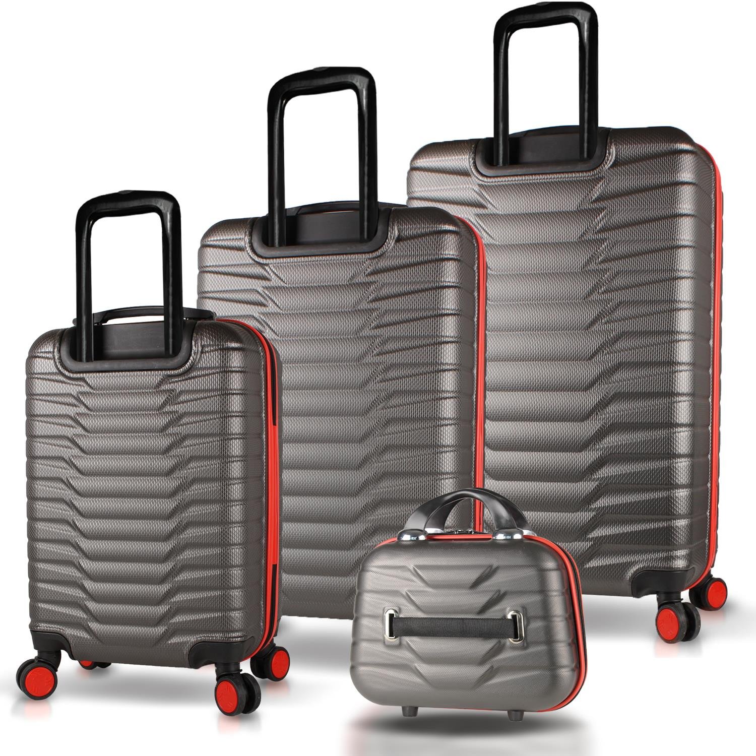 My Valice Croc Abs Kabin Orta Büyük ve Makyaj Boy Antrasit 4'lü Travel Valiz Seti