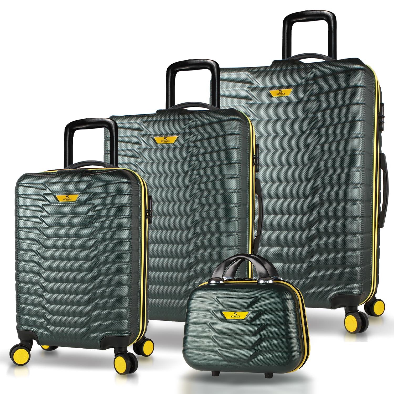 My Valice Croc Abs Kabin Orta Büyük ve Makyaj Boy Haki 4'lü Travel Valiz Seti