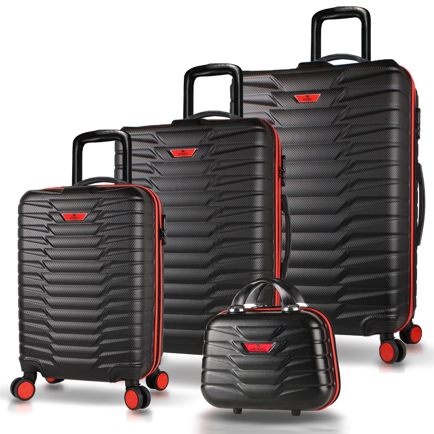 My Valice Croc Abs Kabin Orta Büyük ve Makyaj Boy Siyah 4'lü Travel Valiz Seti