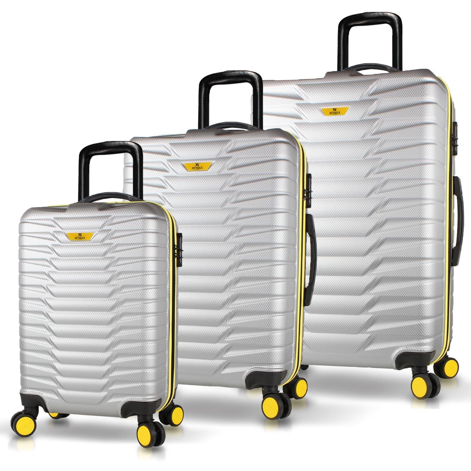 My Valice Croc Abs Cabin Medium ve Large Size Set of 3 Luggage Set Grey