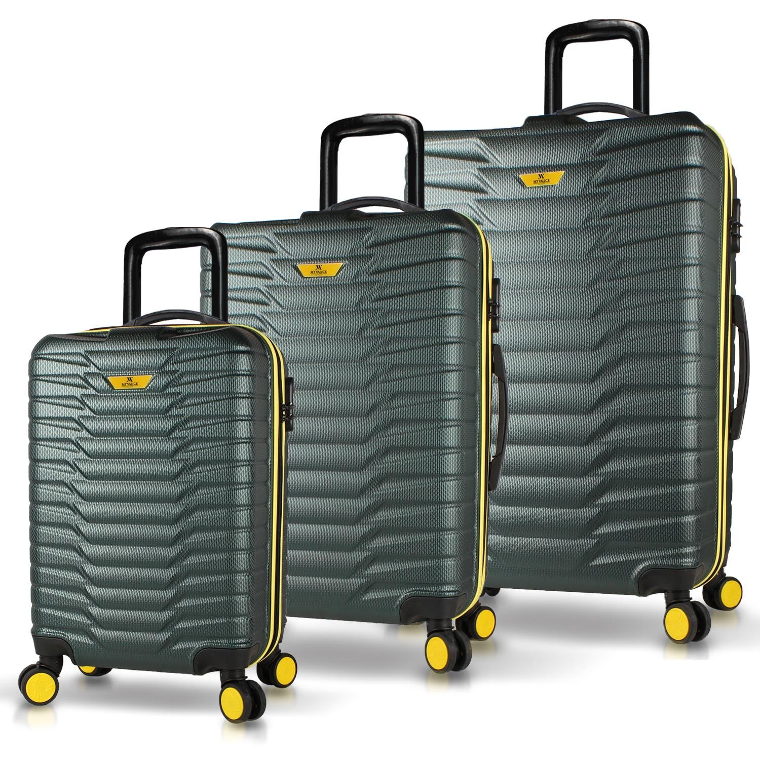 My Valice Croc Abs Cabin Medium ve Large Size Set of 3 Luggage Set Khaki